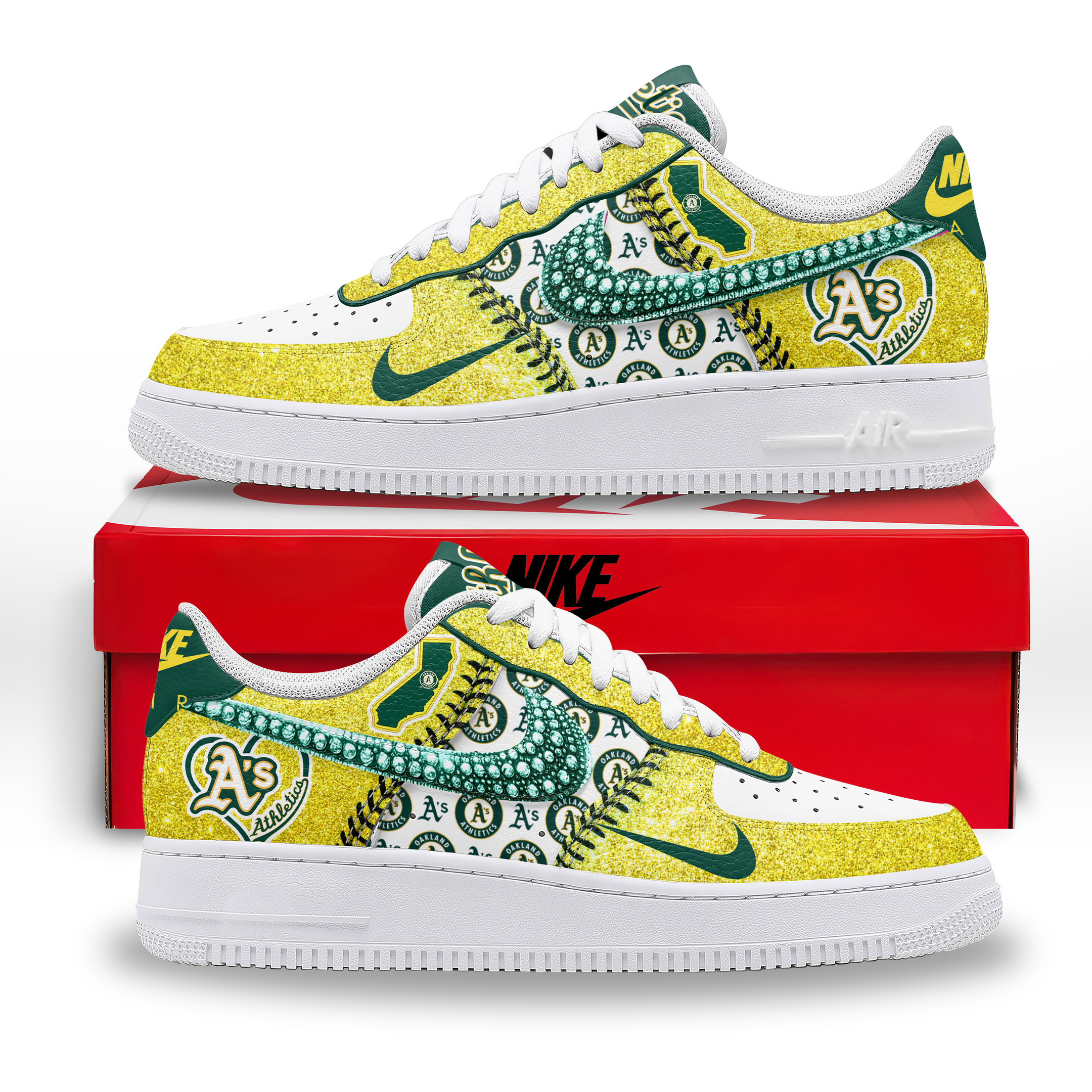 JWFancy Oakland Athletics Air Low-Top Sneakers Shoes For Men And Women