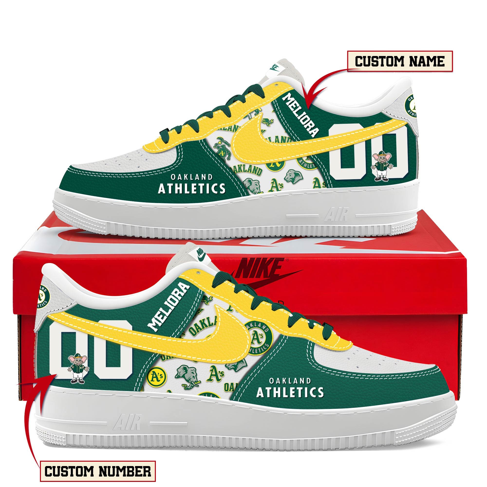 JWFancy Oakland Athletics Air Low-Top Sneakers Shoes For Men And Women