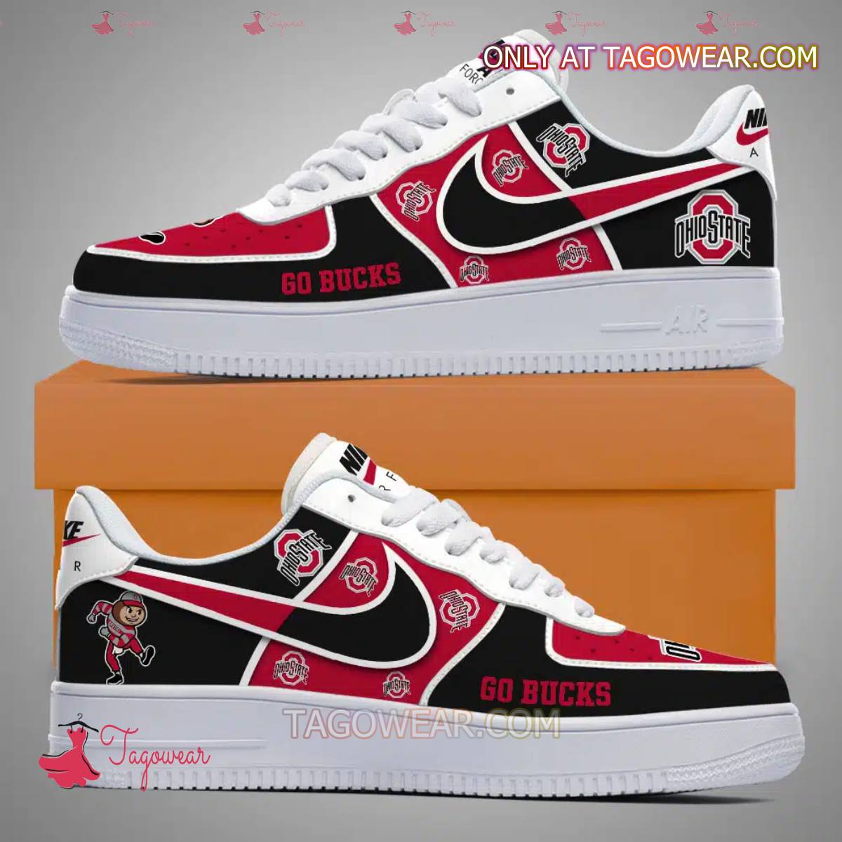 JWFancy Ohio State Buckeyes Air Low-Top Sneakers Shoes For Men And Women