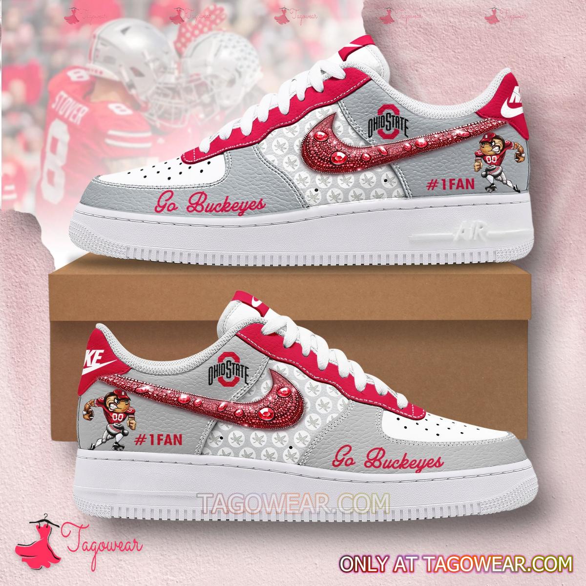 JWFancy Ohio State Buckeyes Air Low-Top Sneakers Shoes For Men And Women