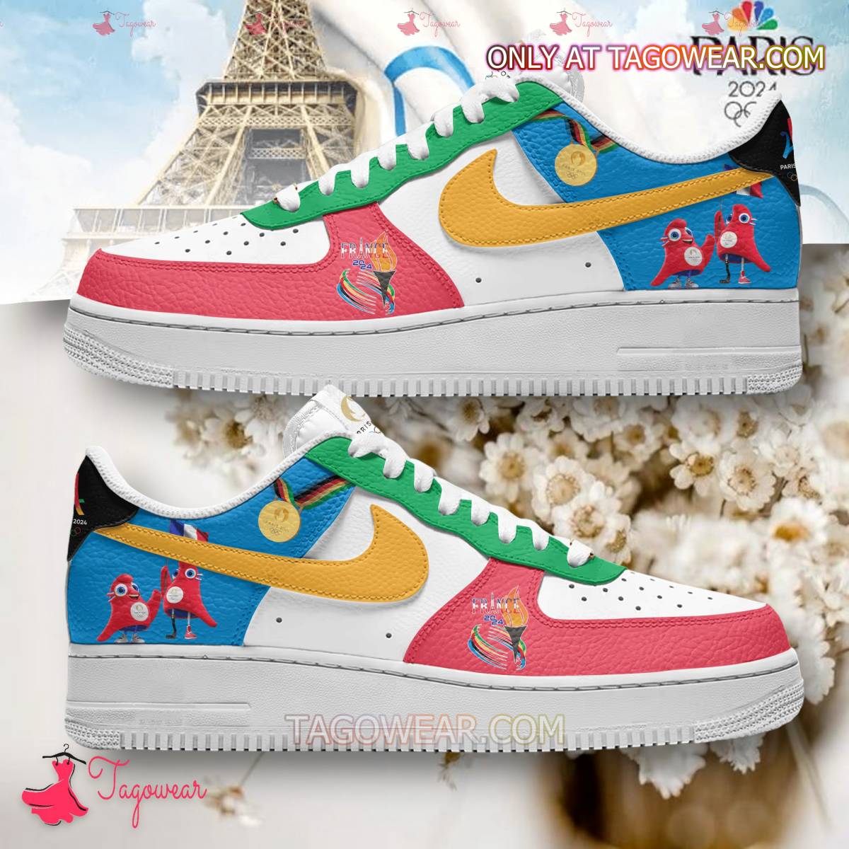 JWFancy Olympic Paris 2024 Mascot Air Low-Top Sneakers Shoes For Men And Women