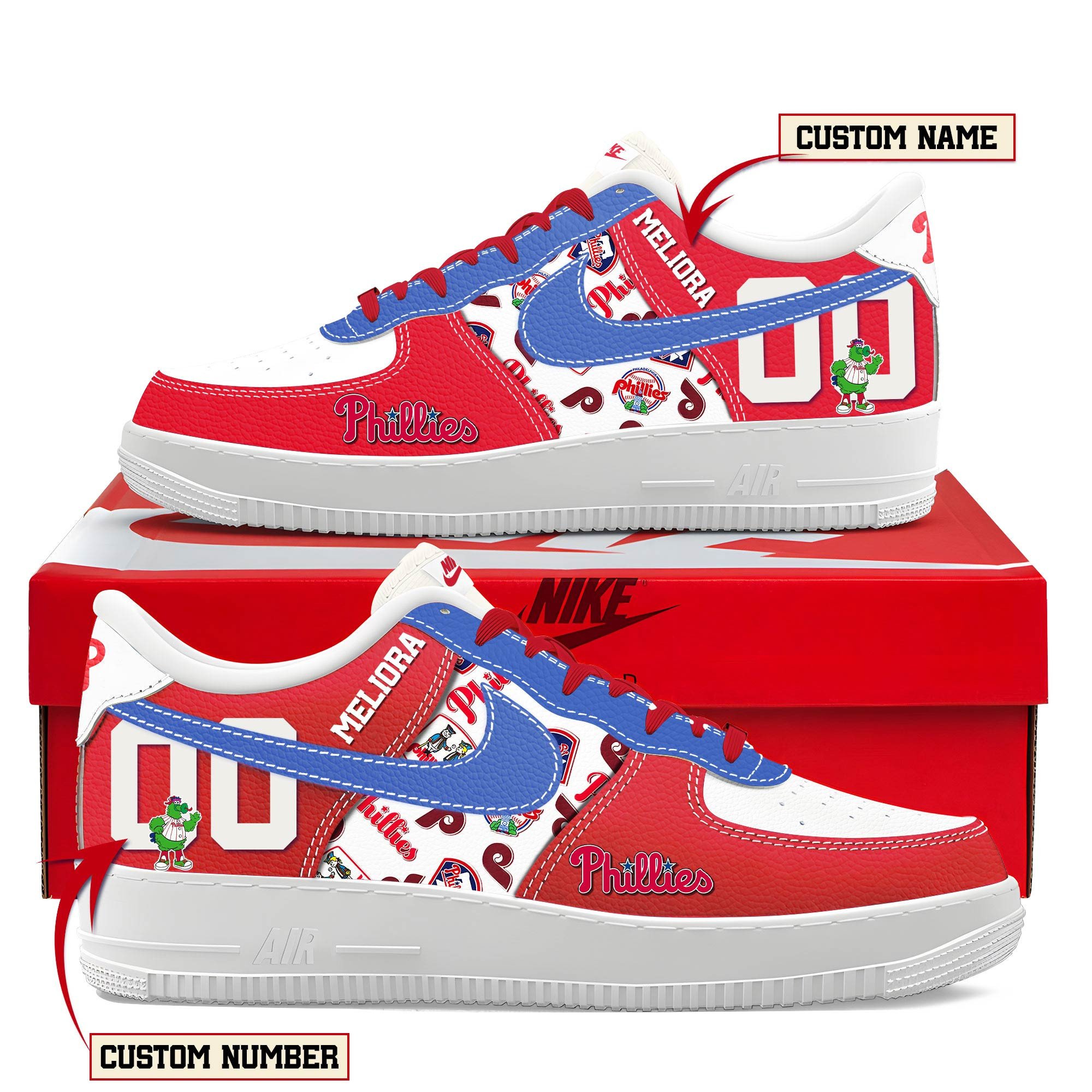 JWFancy Philadelphia Phillies Air Low-Top Sneakers Shoes For Men And Women