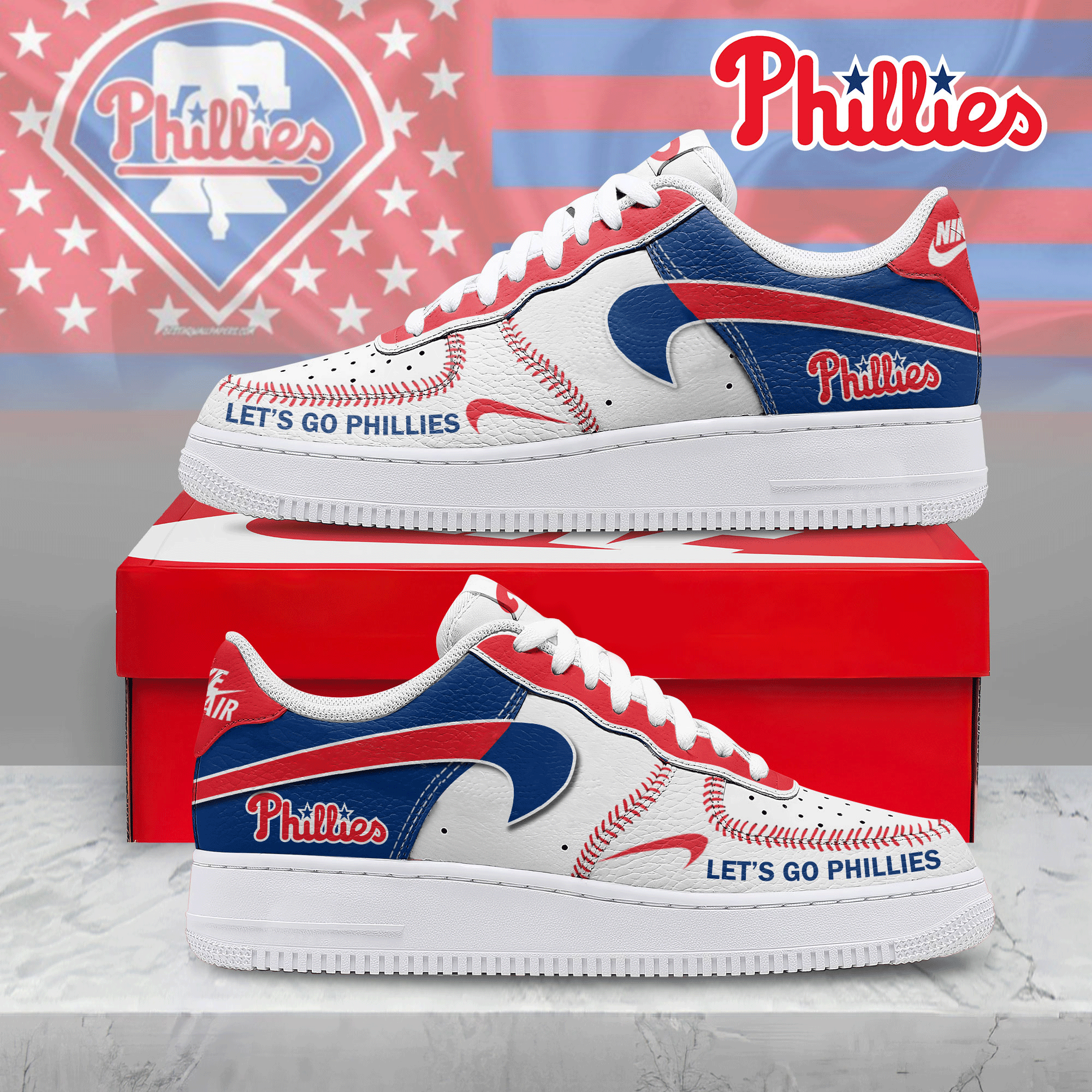 JWFancy Philadelphia Phillies Air Low-Top Sneakers Shoes For Men And Women