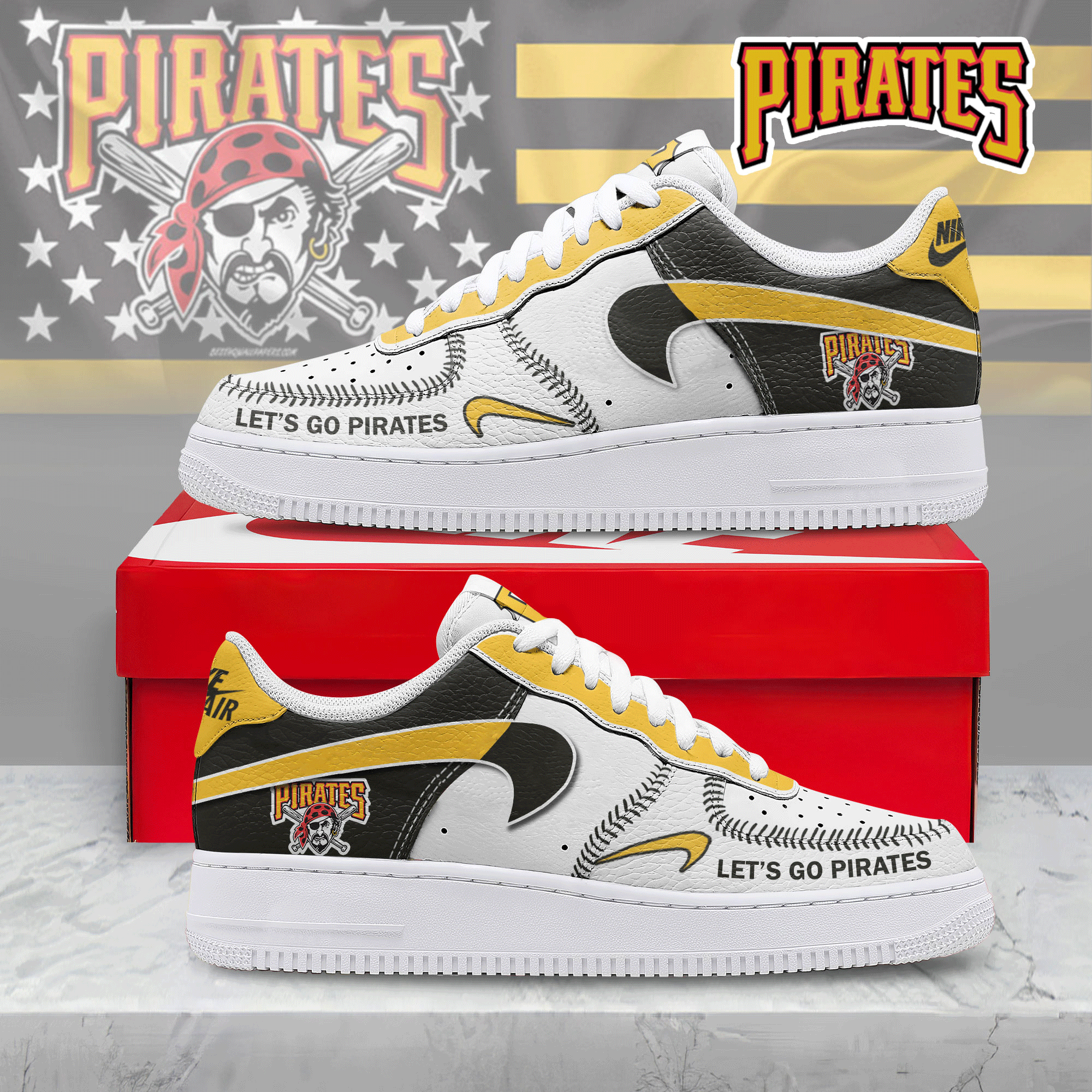 JWFancy Pittsburgh Pirates Air Low-Top Sneakers Shoes For Men And Women