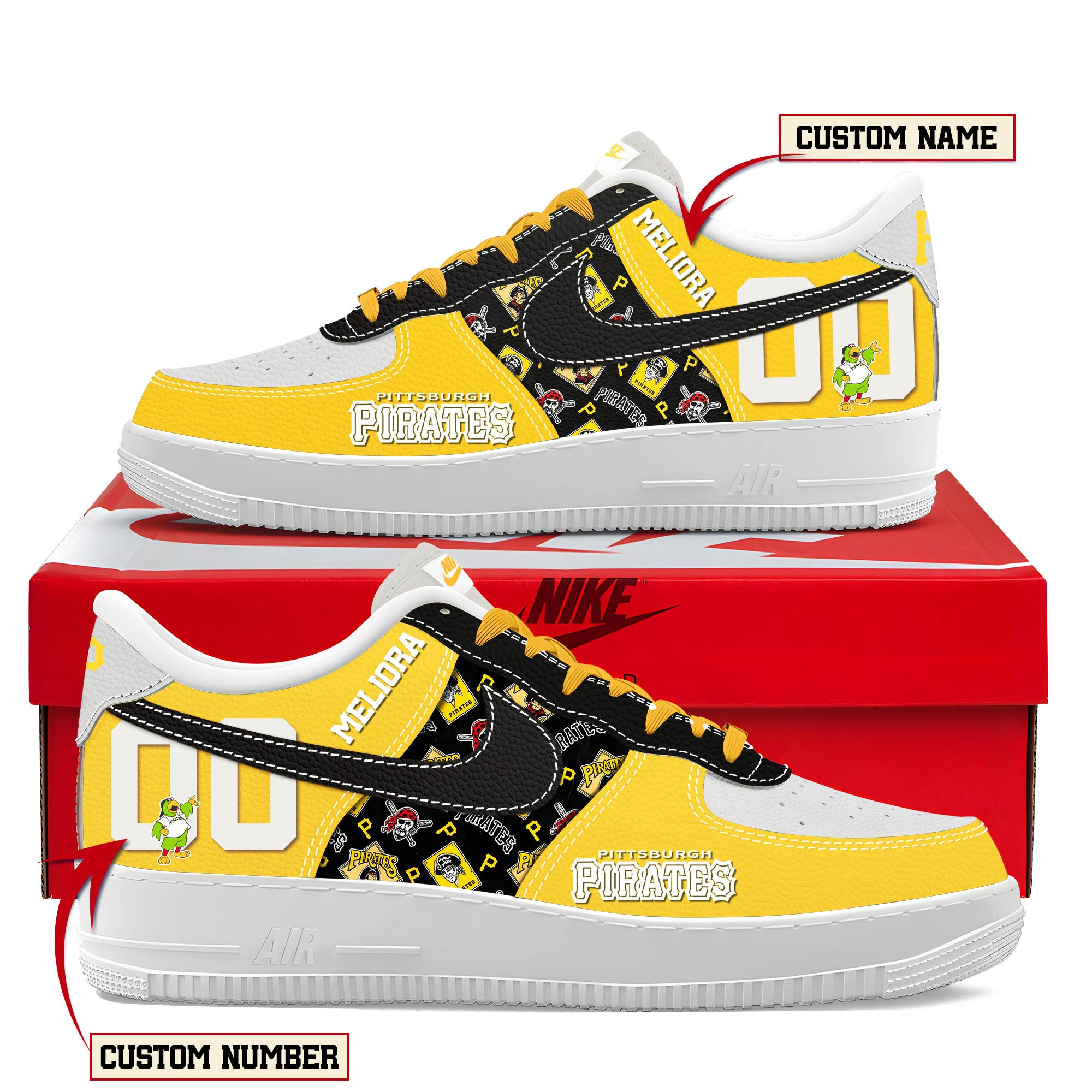 JWFancy Pittsburgh Pirates Air Low-Top Sneakers Shoes For Men And Women