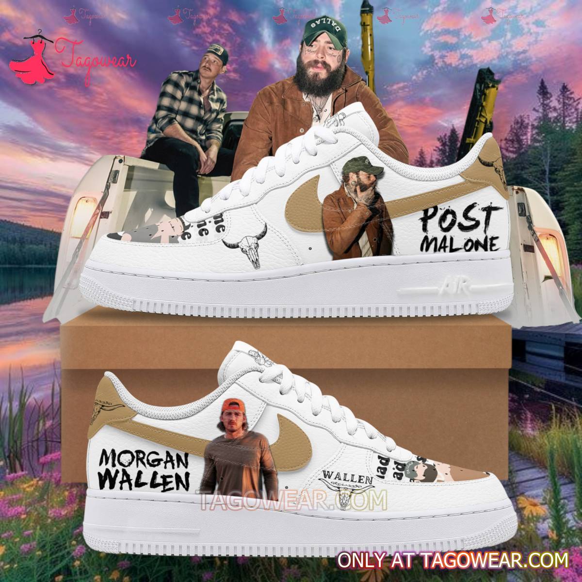JWFancy Post Malone And Morgan Air Low-Top Sneakers Shoes For Men And Women