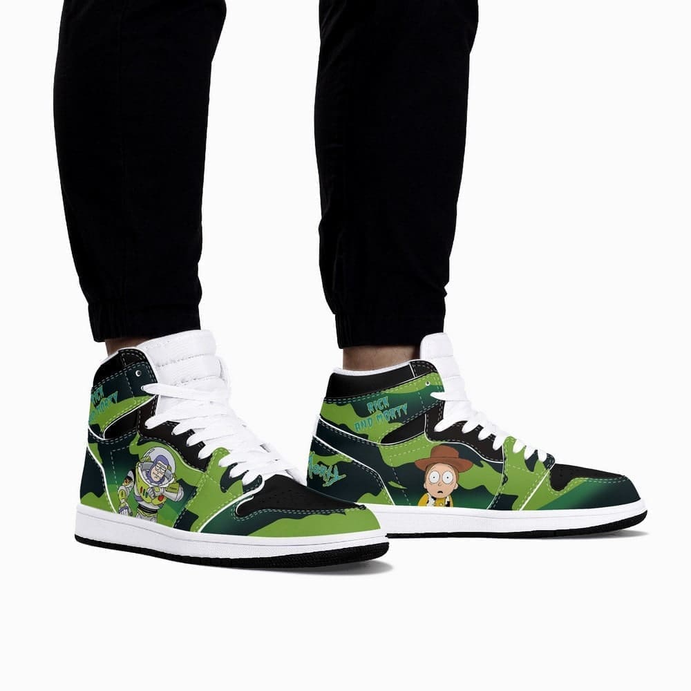 JWFancy Rick and Morty Crossover Toy Story AJ1 High Sneakers Shoes For Men And Women