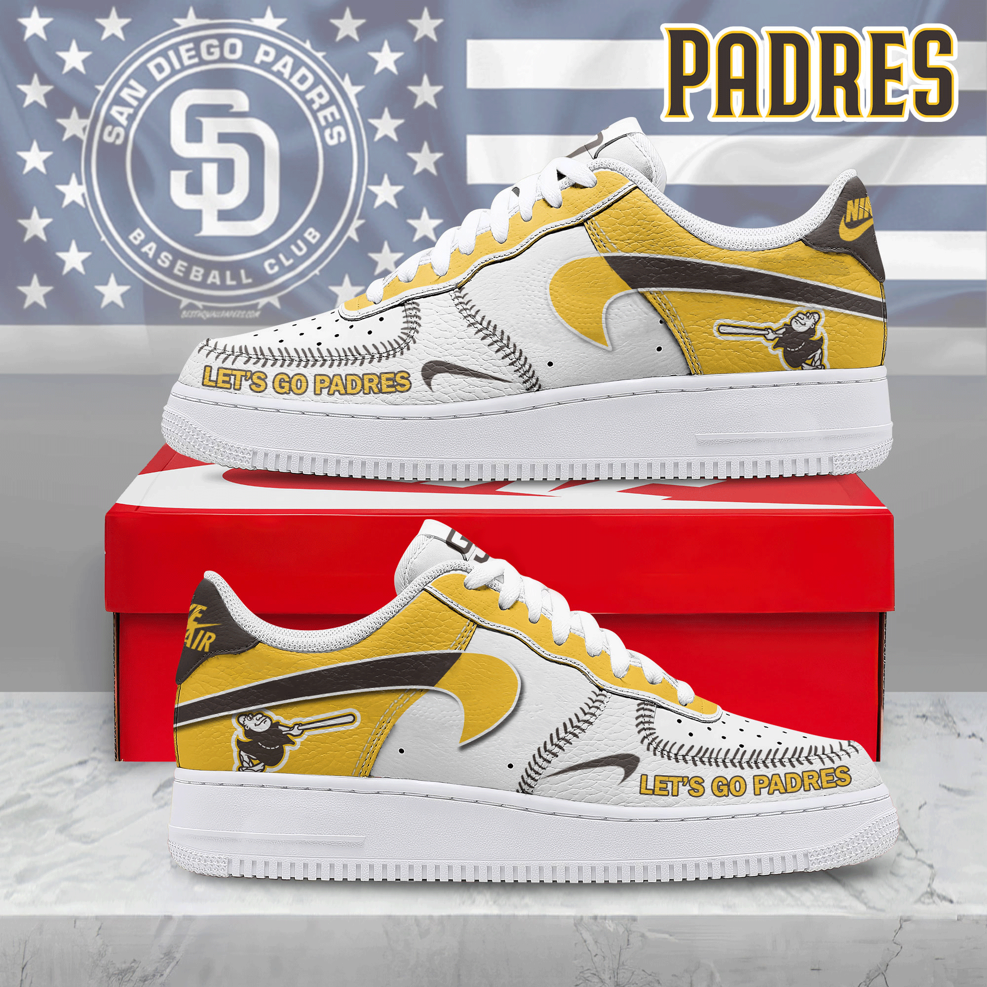JWFancy San Diego Padres Air Low-Top Sneakers Shoes For Men And Women