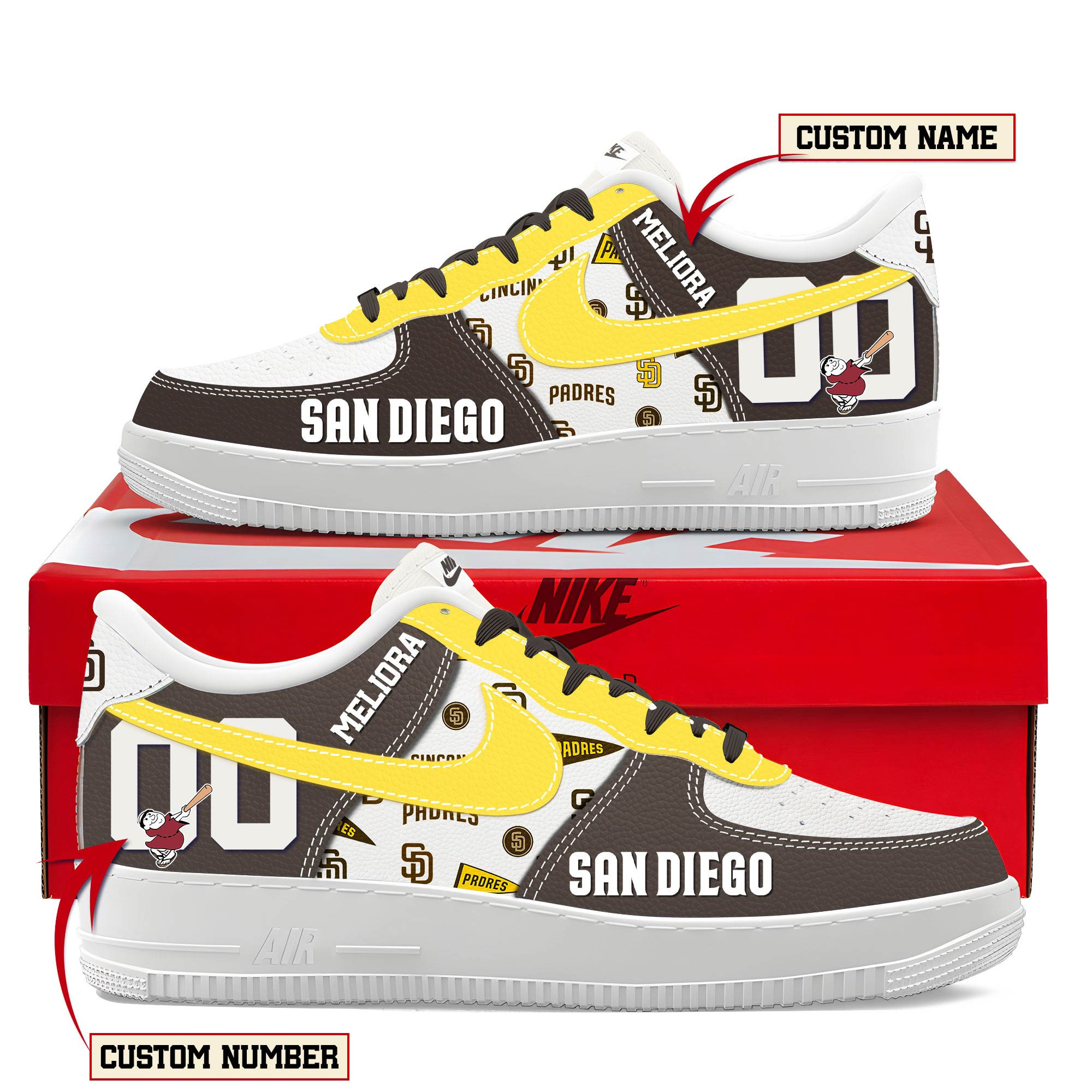 JWFancy San Diego Padres Air Low-Top Sneakers Shoes For Men And Women