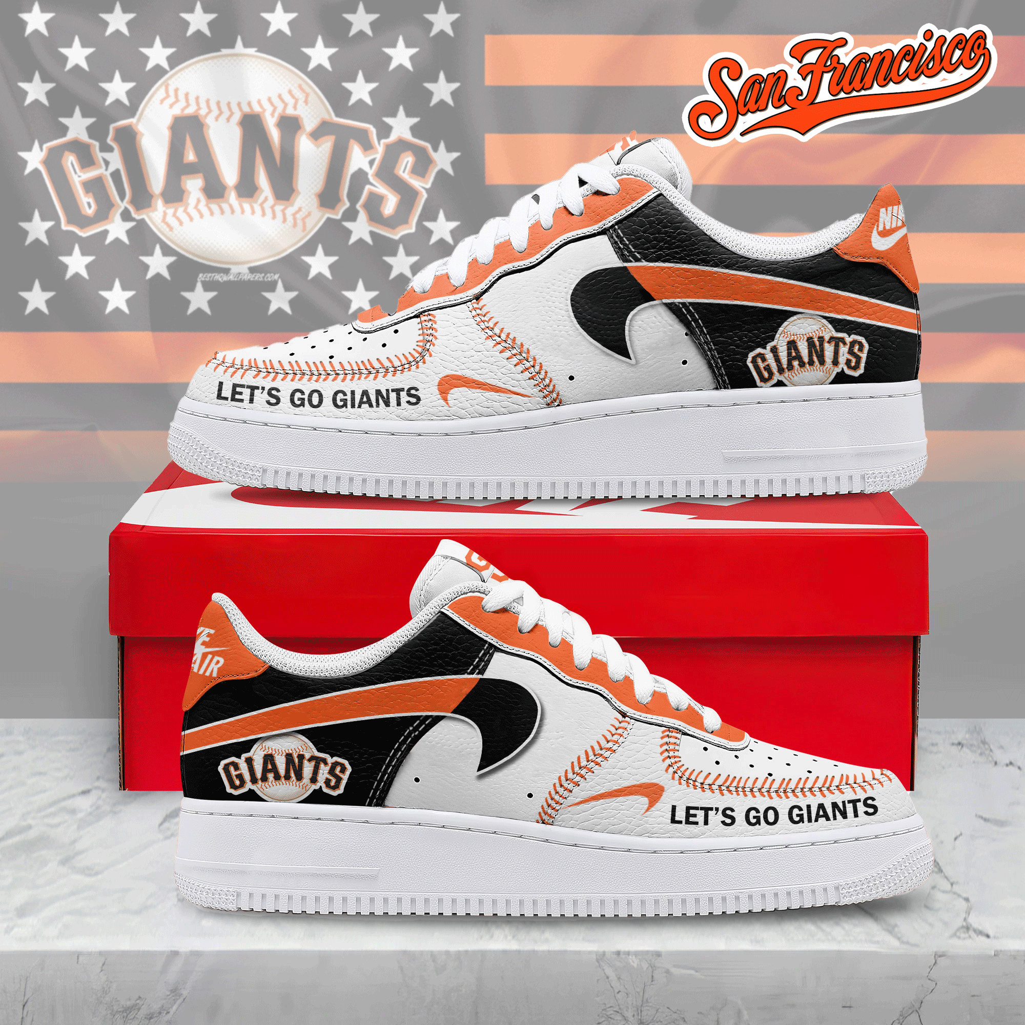 JWFancy San Francisco Giants Air Low-Top Sneakers Shoes For Men And Women