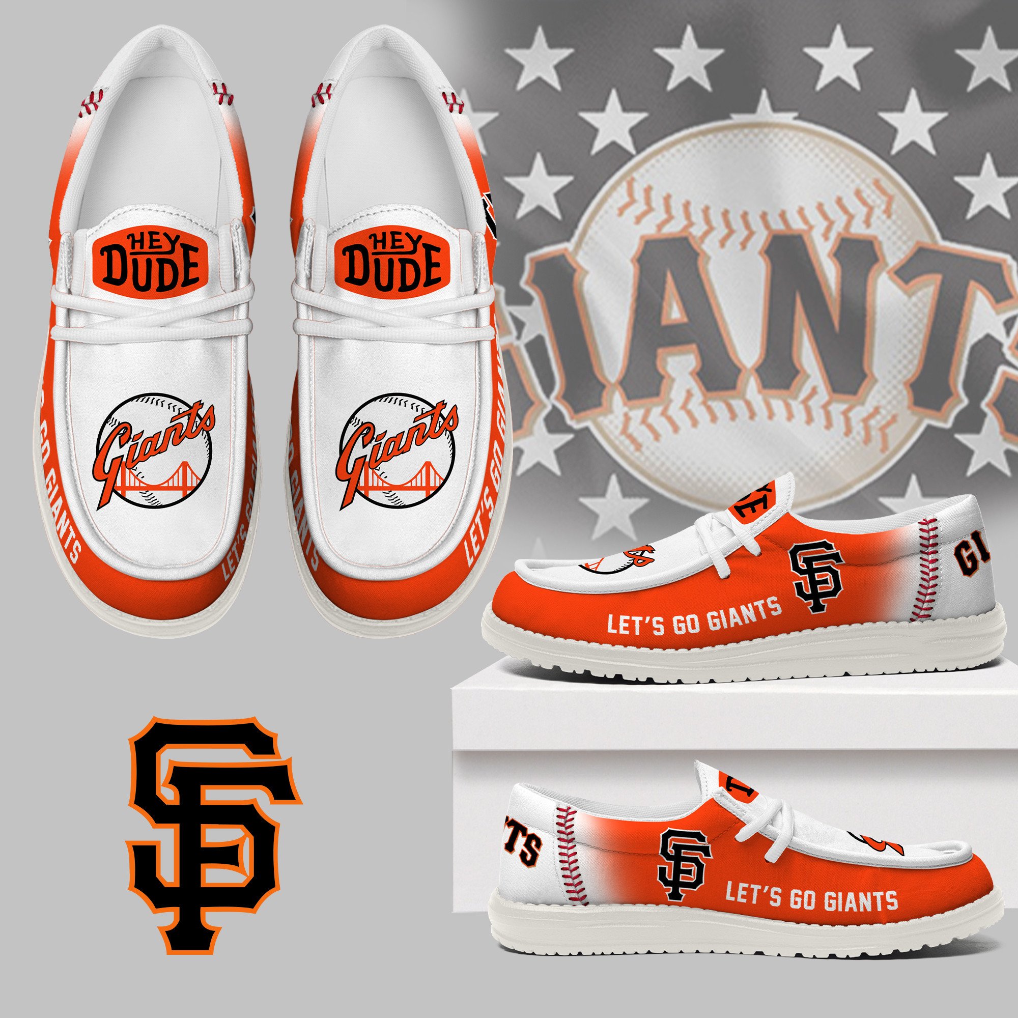 JWFancy San Francisco Giants Hey Dude Shoes Wally Men's Lace Up Loafers Comfortable For Men And Women