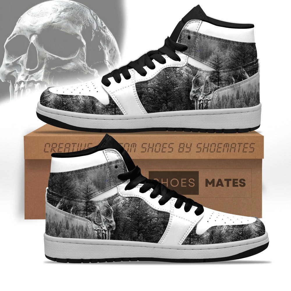 JWFancy Skull And Fir AJ1 High Sneakers Shoes For Men And Women