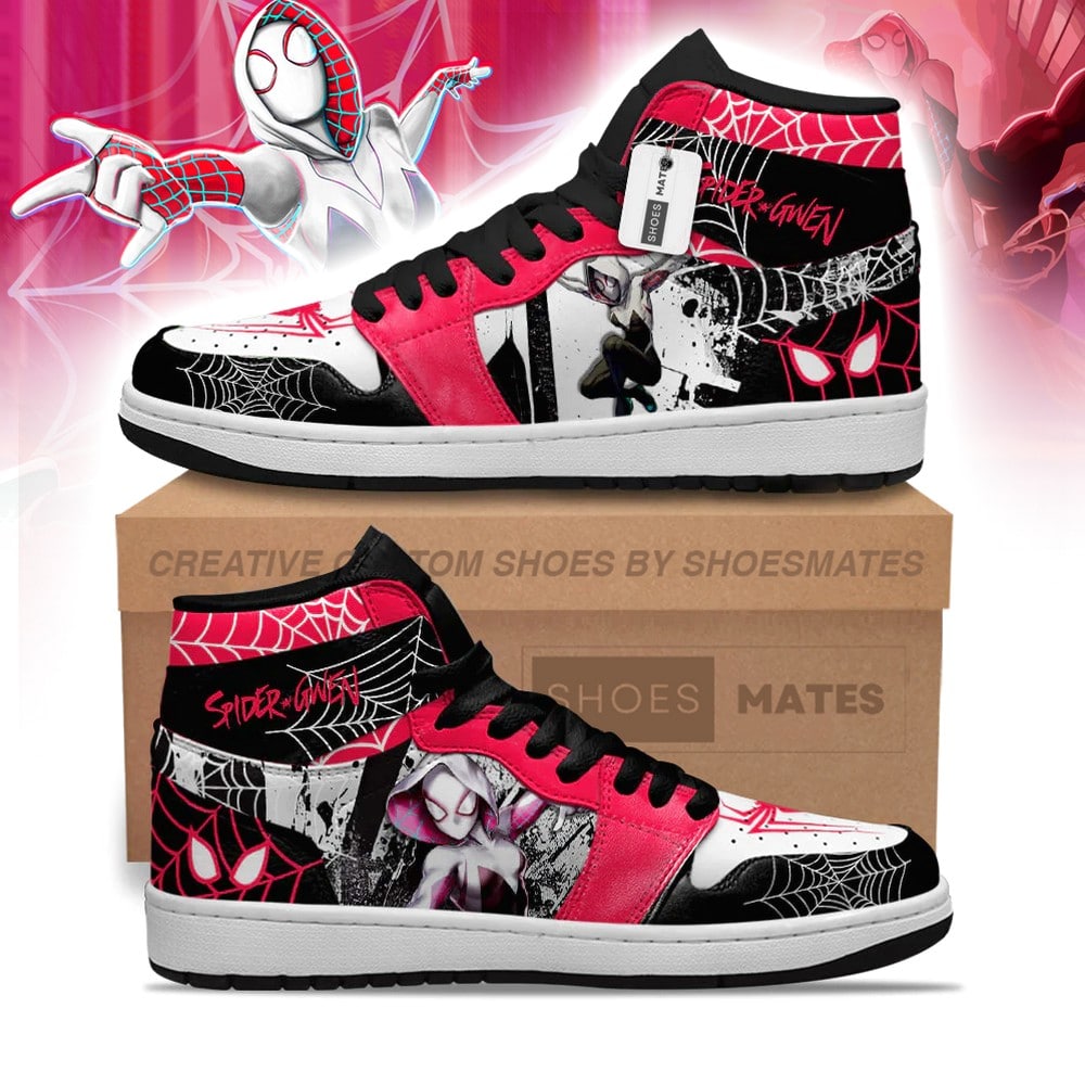 JWFancy Spider Gwen Spider-Verse AJ1 High Sneakers Shoes For Men And Women