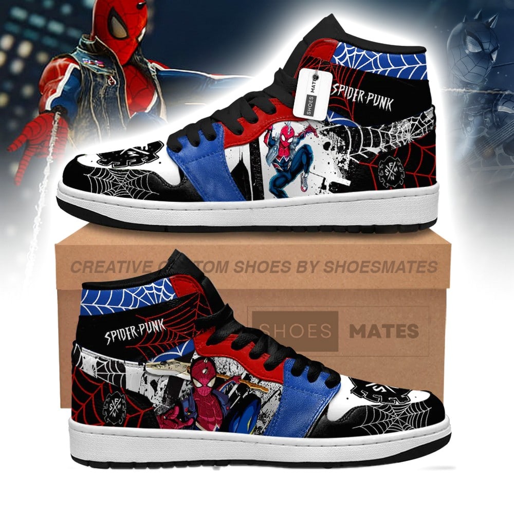 JWFancy Spider-Punk Spider-Verse AJ1 High Sneakers Shoes For Men And Women