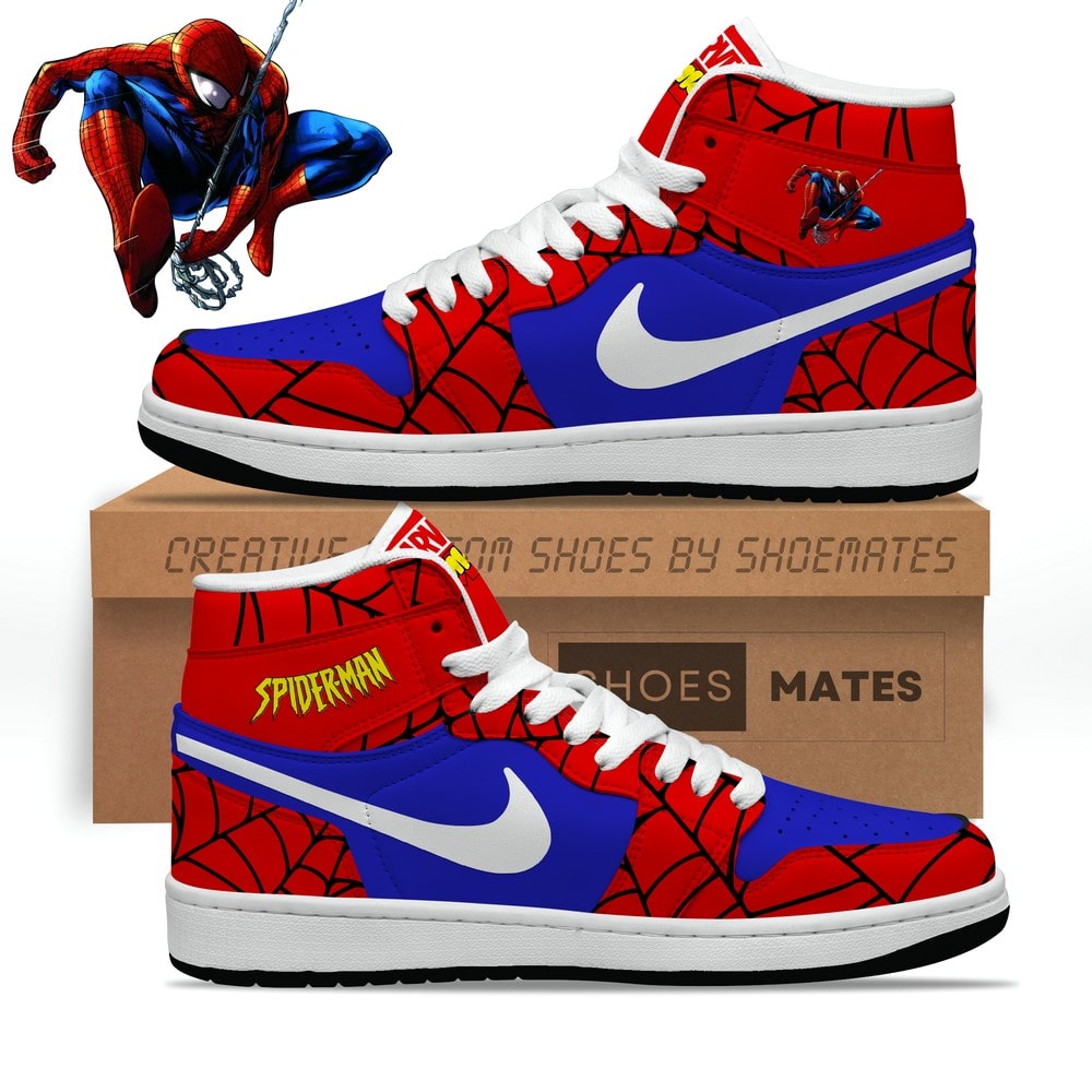 JWFancy Spiderman Marvel AJ1 High Sneakers Shoes For Men And Women