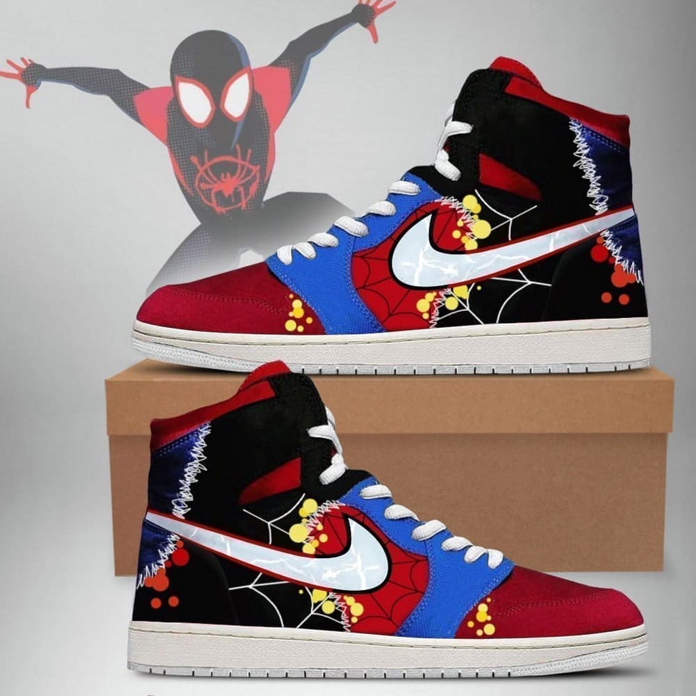 JWFancy Spiderman Miles Morales AJ1 High Sneakers Shoes For Men And Women