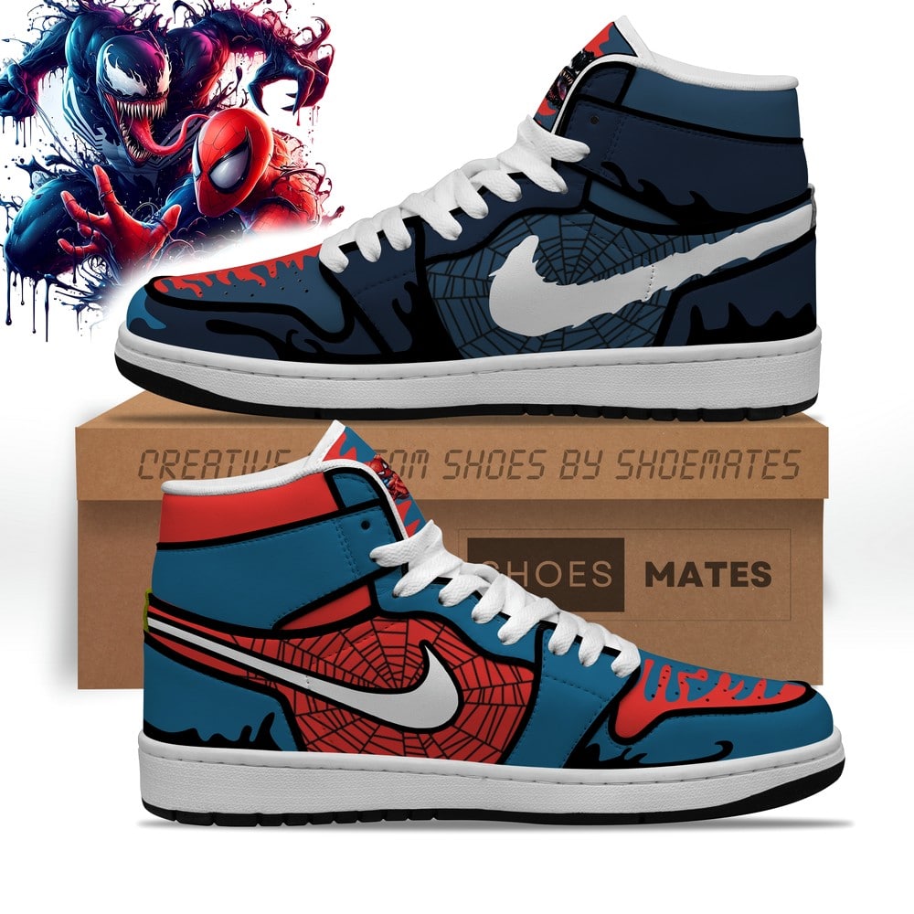 JWFancy Spiderman x Venom AJ1 High Sneakers Shoes For Men And Women