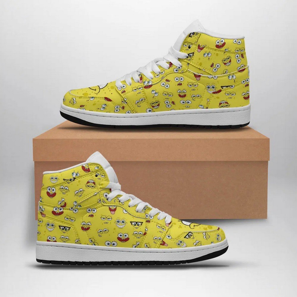 JWFancy Spongebob Faces AJ1 High Sneakers Shoes For Men And Women