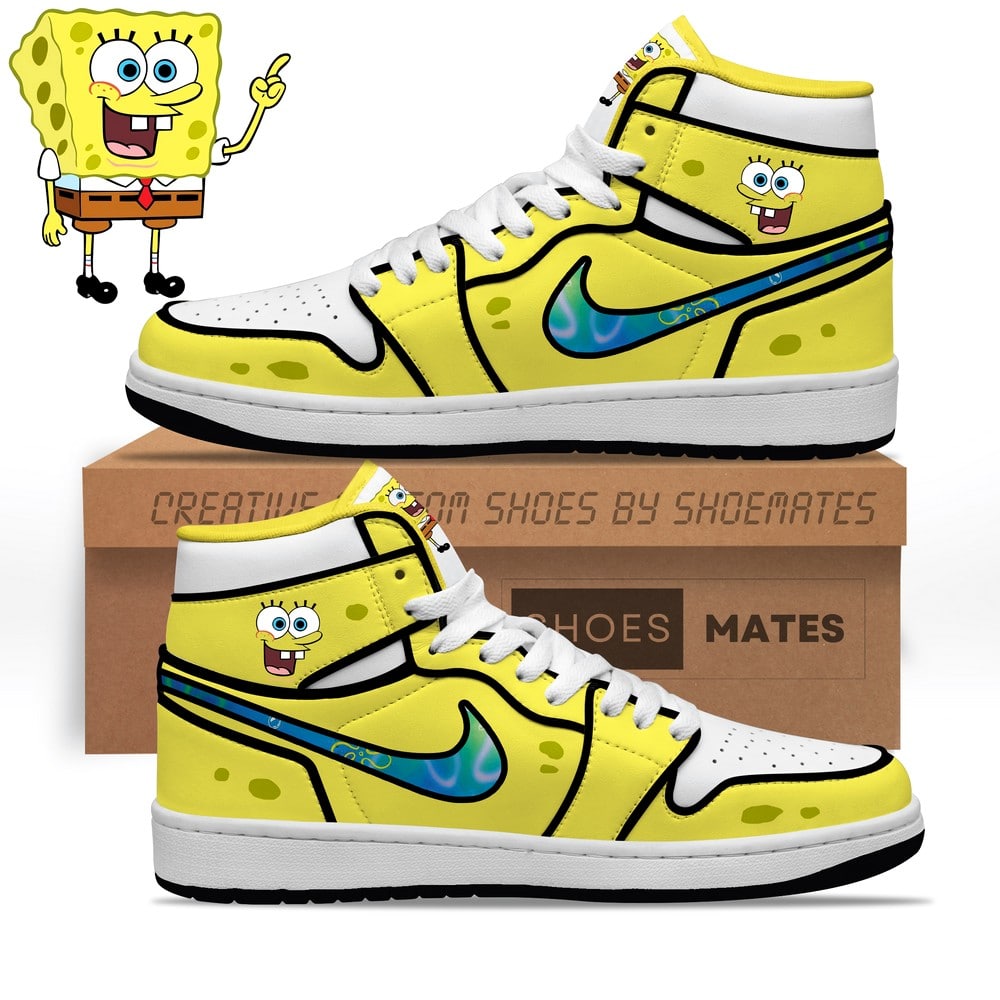 JWFancy SpongeBob SquarePants AJ1 High Sneakers Shoes For Men And Women