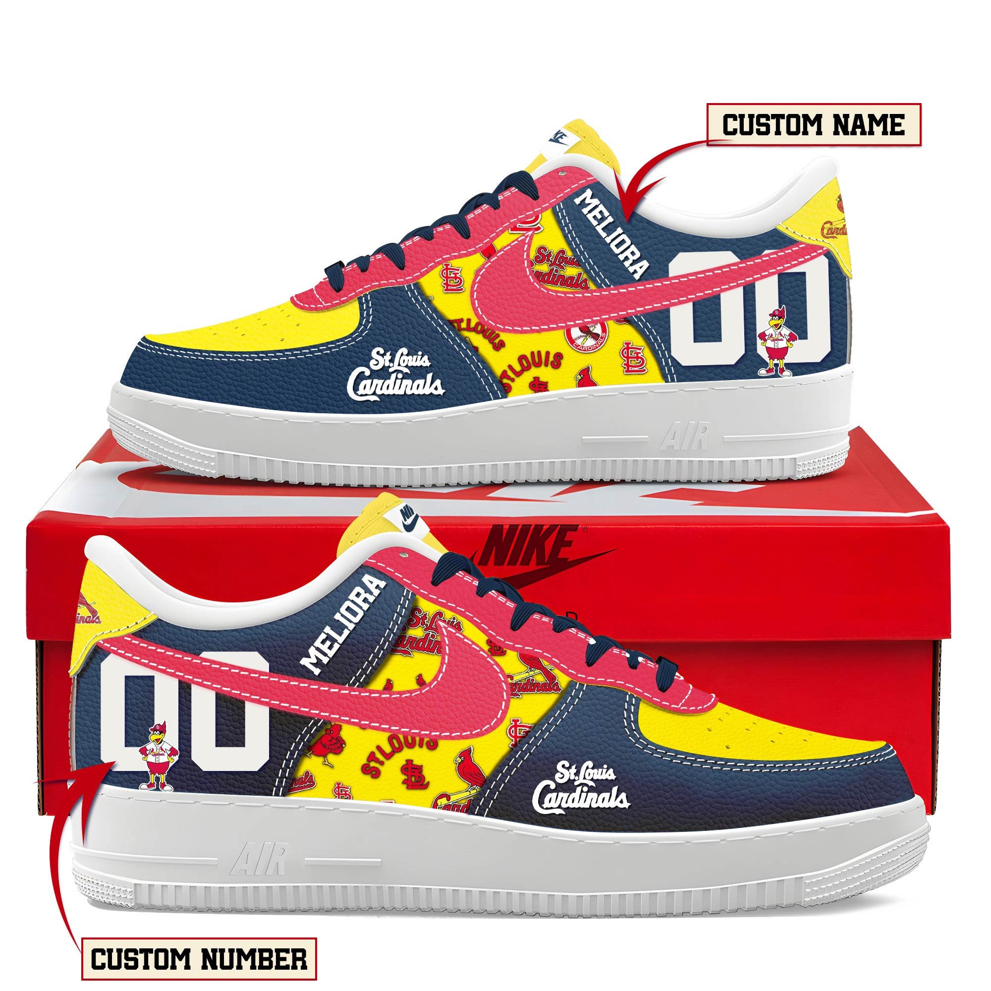 JWFancy St. Louis Cardinals Air Low-Top Sneakers Shoes For Men And Women