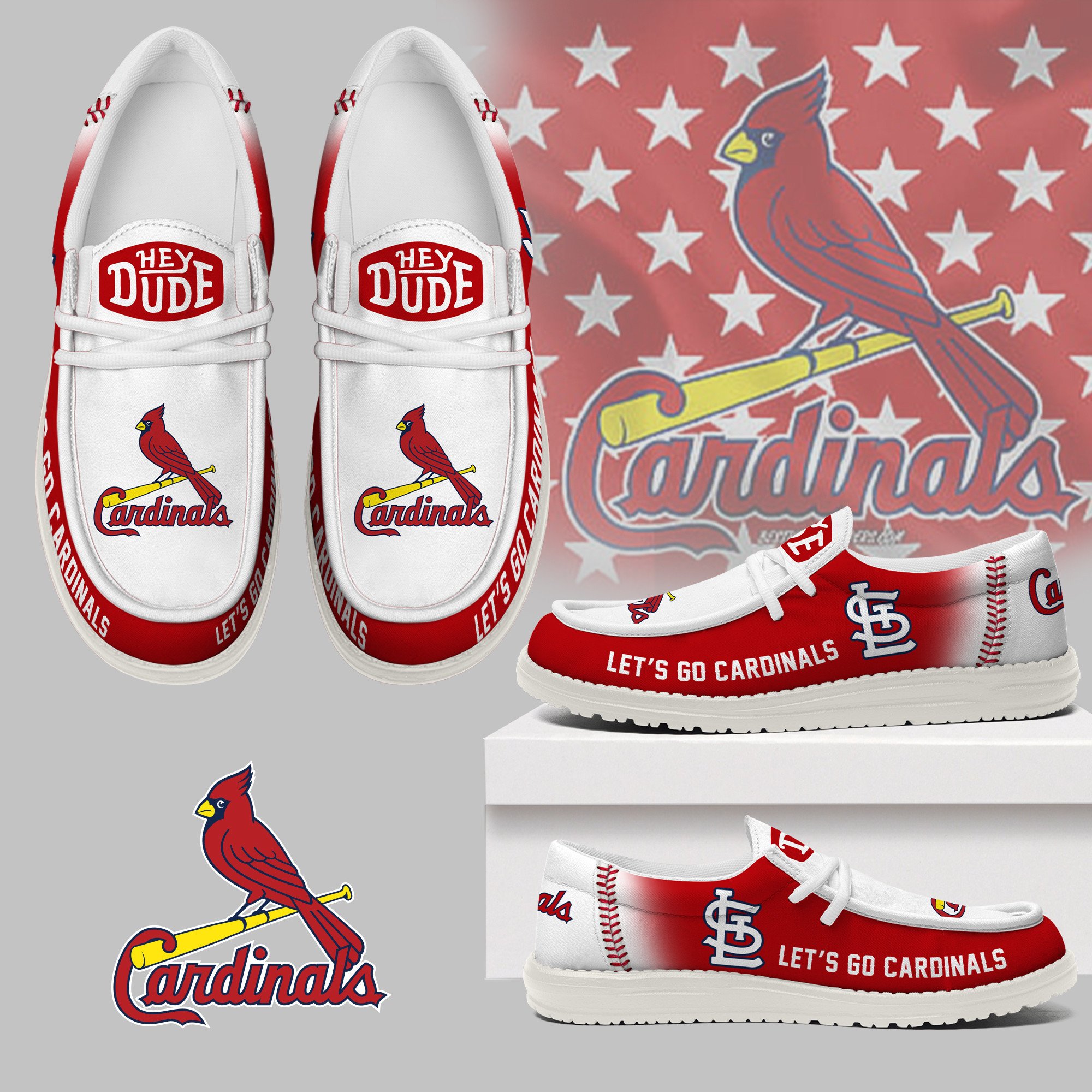 JWFancy St. Louis Cardinals Hey Dude Shoes Wally Men's Lace Up Loafers Comfortable For Men And Women