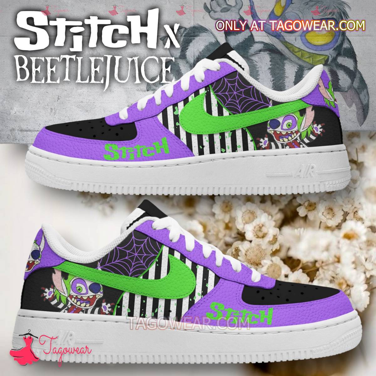 JWFancy Stitch Cosplay Beetlejuice Air Low-Top Sneakers Shoes For Men And Women