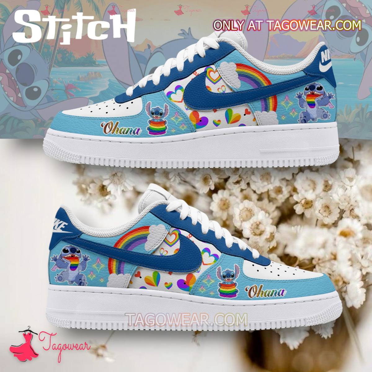 JWFancy Stitch Pride Rainbow Air Low-Top Sneakers Shoes For Men And Women