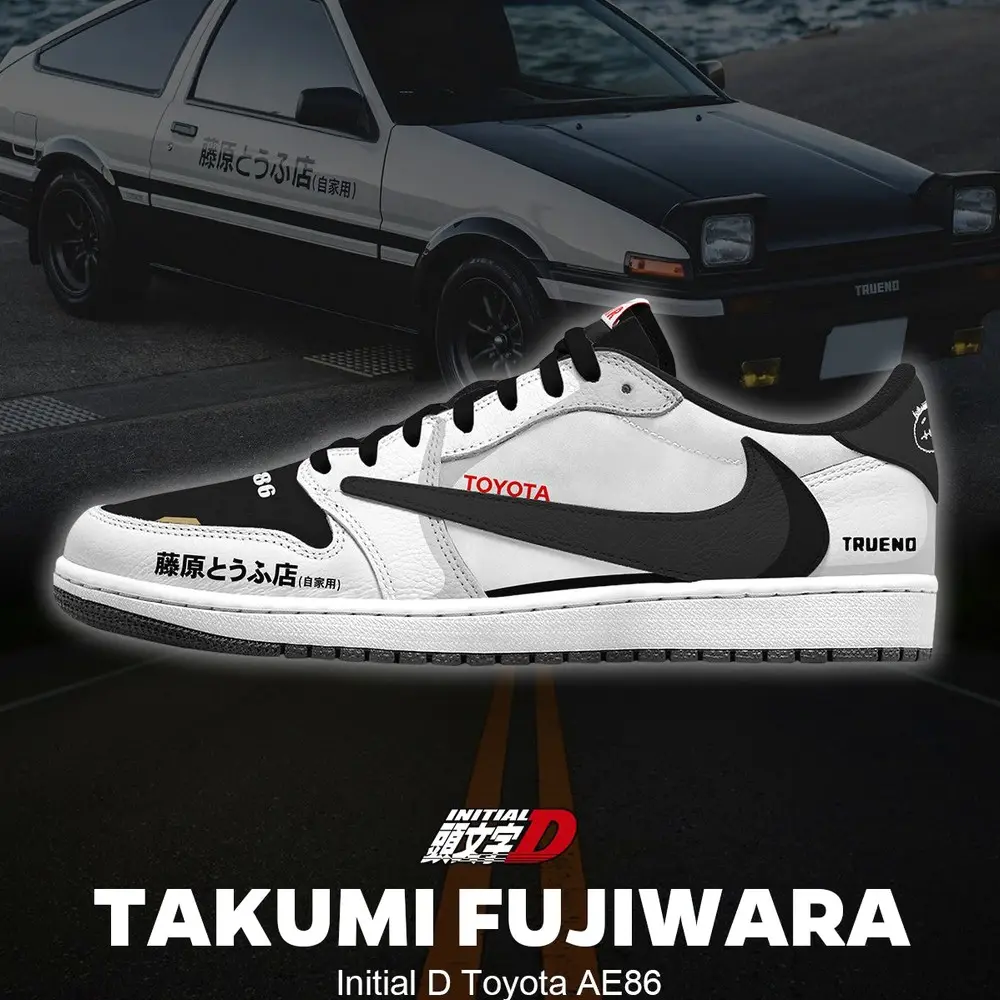 JWFancy Takumi Fujiwara's AE86 V.2  AJ1 Low Sneakers Shoes For Men And Women