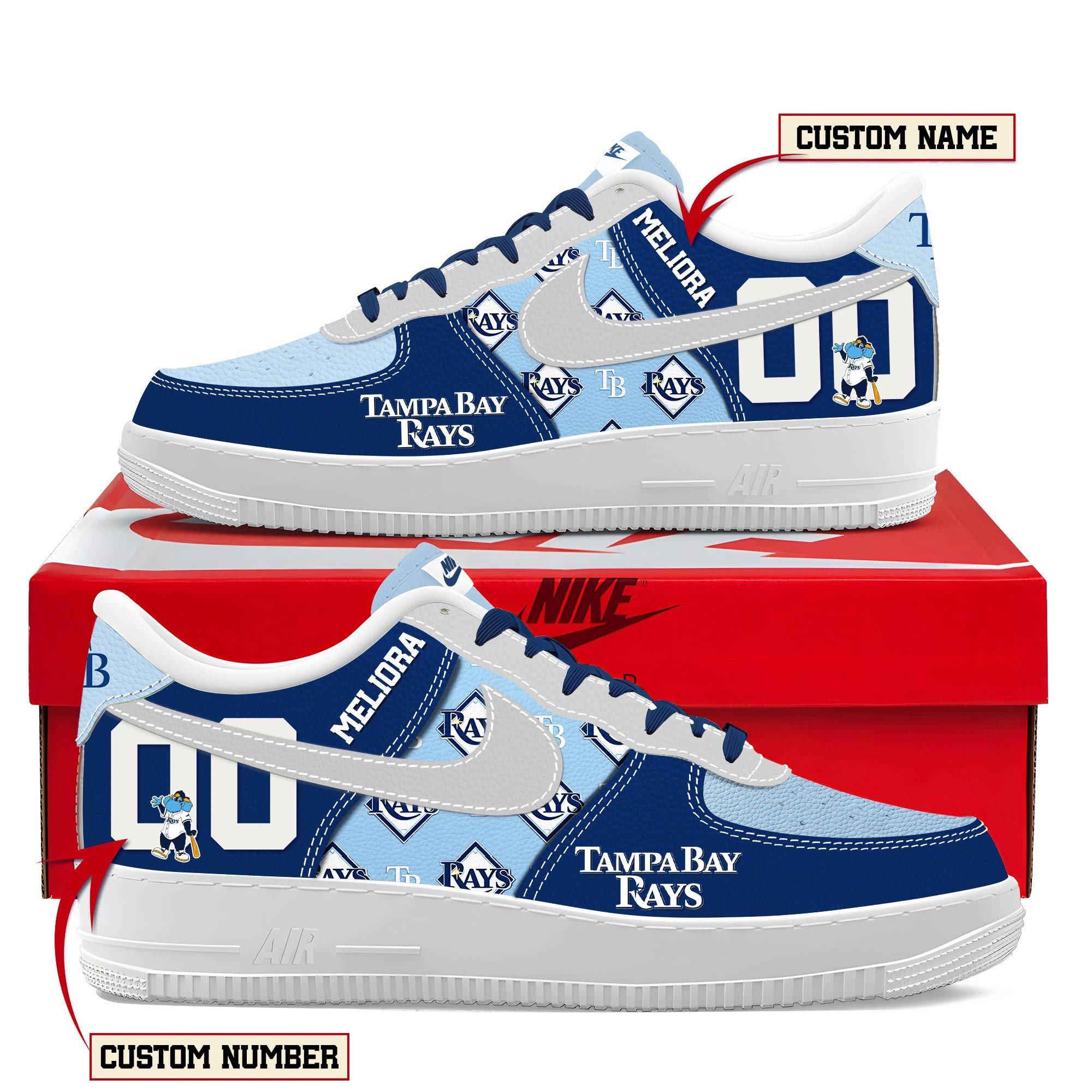 JWFancy Tampa Bay Rays Air Low-Top Sneakers Shoes For Men And Women