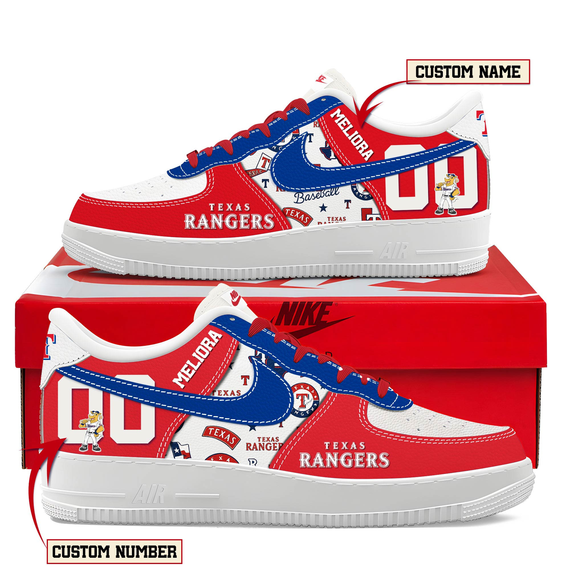 JWFancy Texas Rangers Air Low-Top Sneakers Shoes For Men And Women