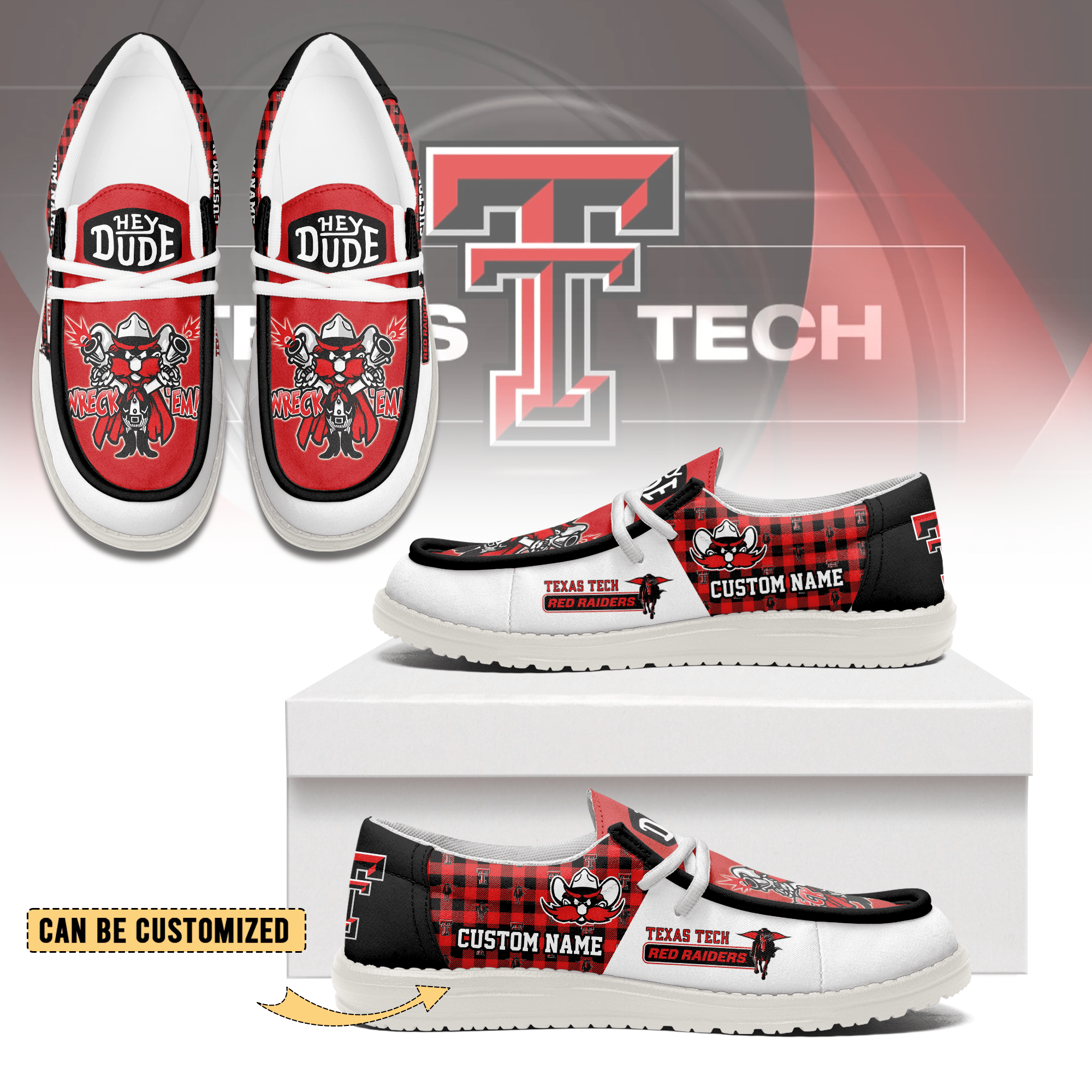 JWFancy Texas Tech Red Raiders Personalized Hey Dude Shoes For Men And Women