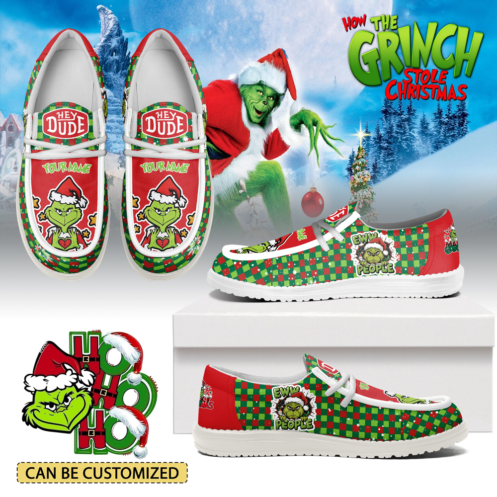 JWFancy The Grinch x Christmas Personalized Hey Dude Shoes For Men And Women