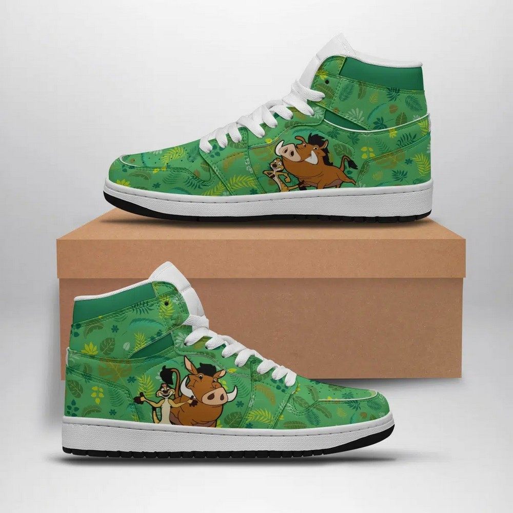 JWFancy Timon and Pumba Disney AJ1 High Sneakers Shoes For Men And Women