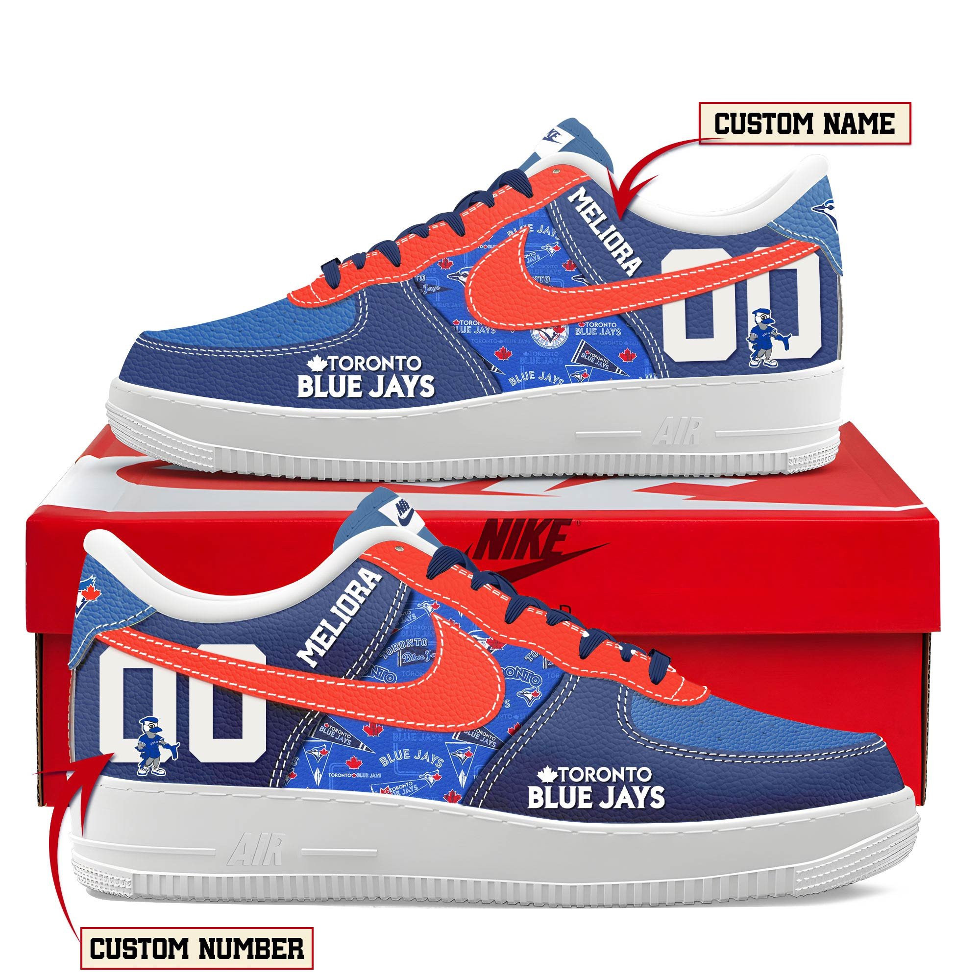 JWFancy Toronto Blue Jays Air Low-Top Sneakers Shoes For Men And Women