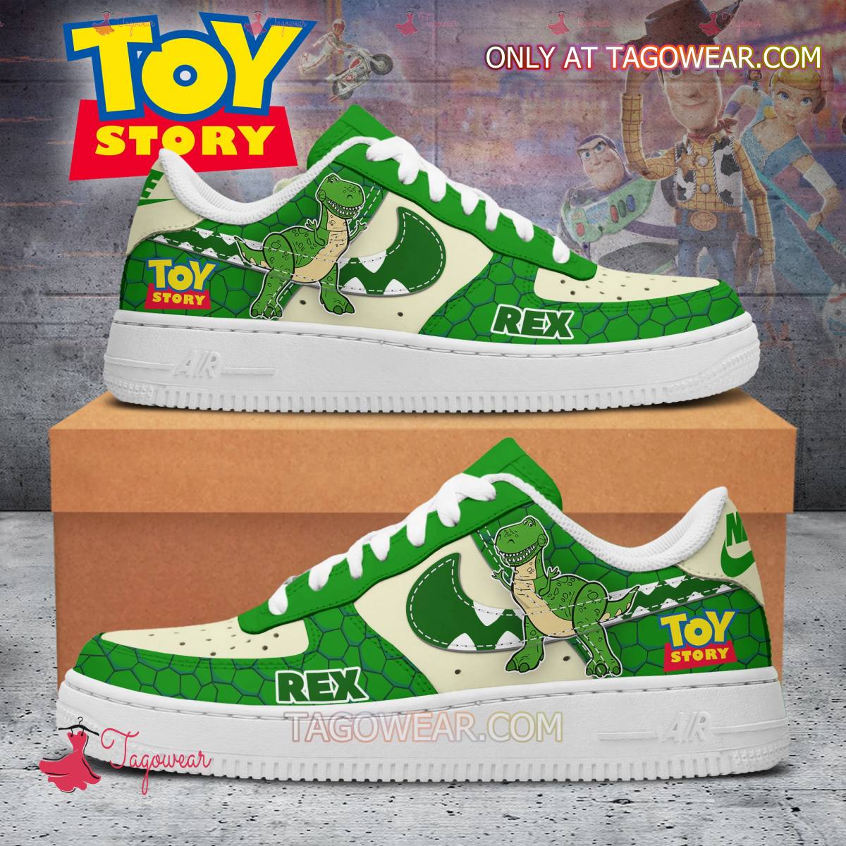 JWFancy Toy Story Rex Air Low-Top Sneakers Shoes For Men And Women