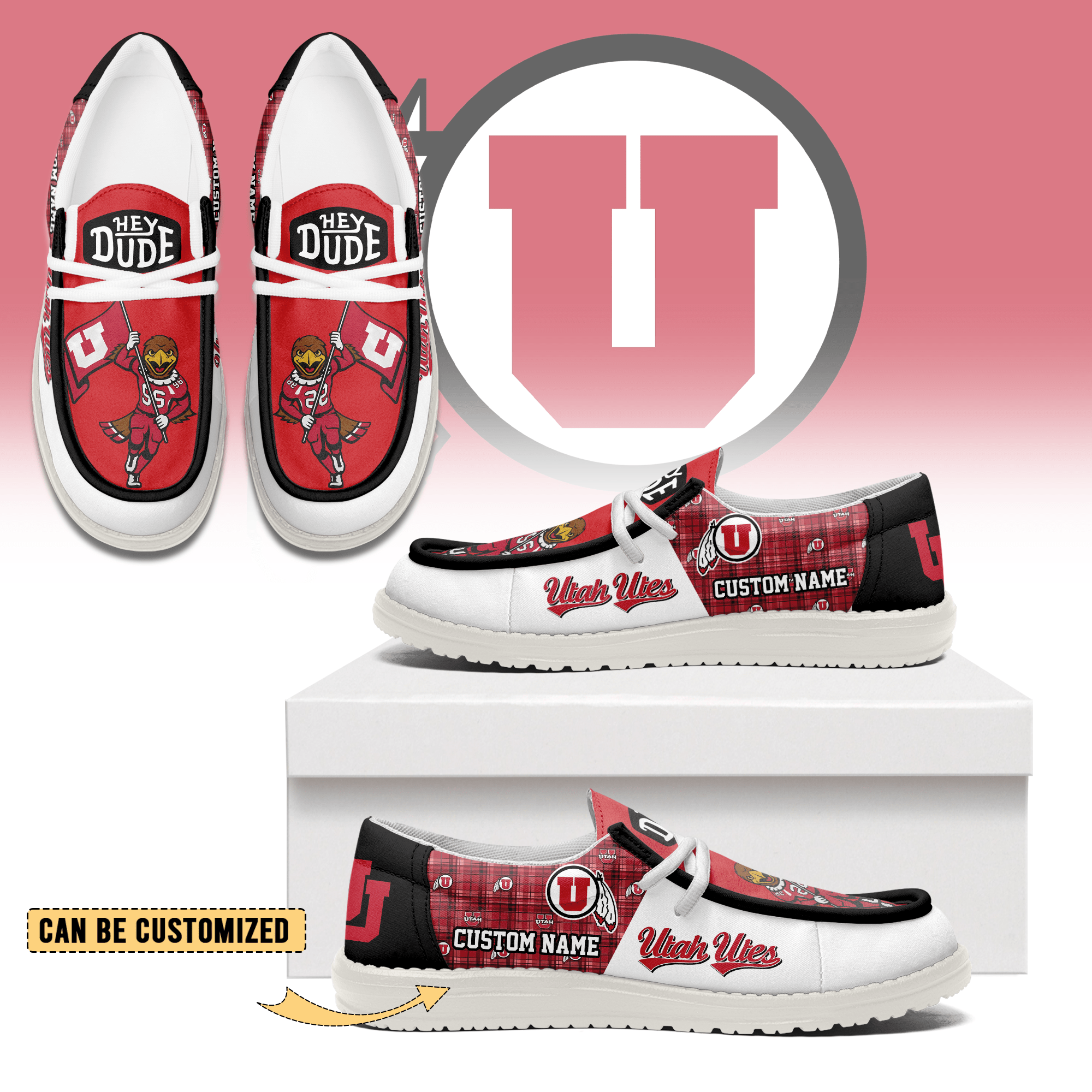 JWFancy Utah Utes Personalized Hey Dude Shoes For Men And Women