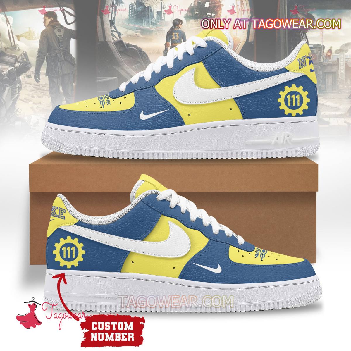 JWFancy Vault-Tec Blue And Yellow Air Low-Top Sneakers Shoes For Men And Women