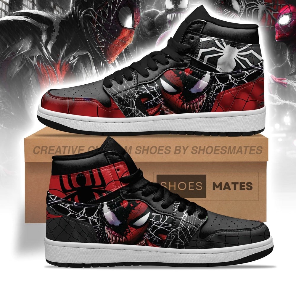 JWFancy Venom x Spiderman AJ1 High Sneakers Shoes For Men And Women