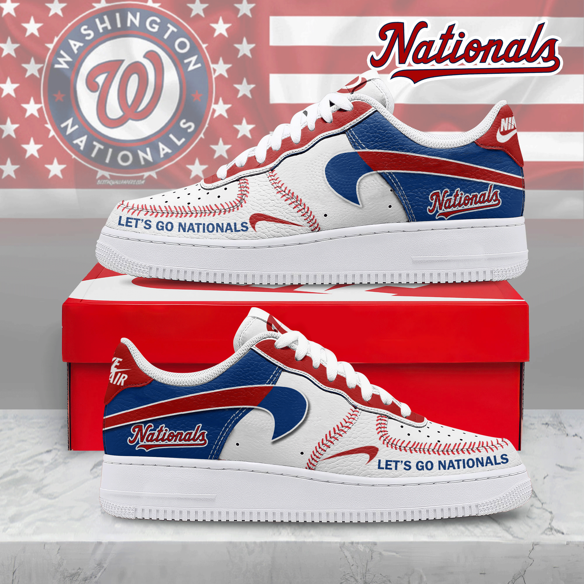 JWFancy Washington Nationals Air Low-Top Sneakers Shoes For Men And Women