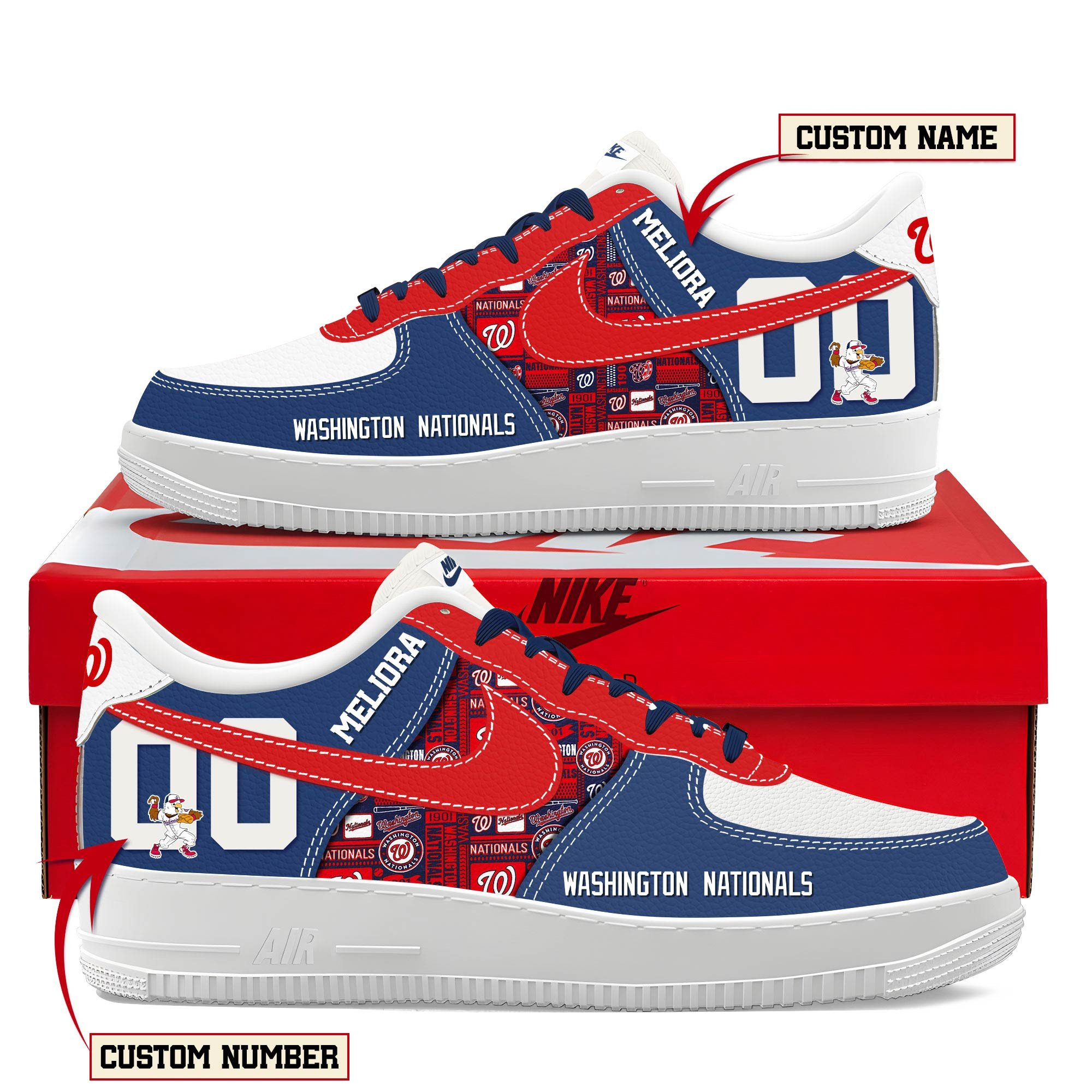 JWFancy Washington Nationals Air Low-Top Sneakers Shoes For Men And Women