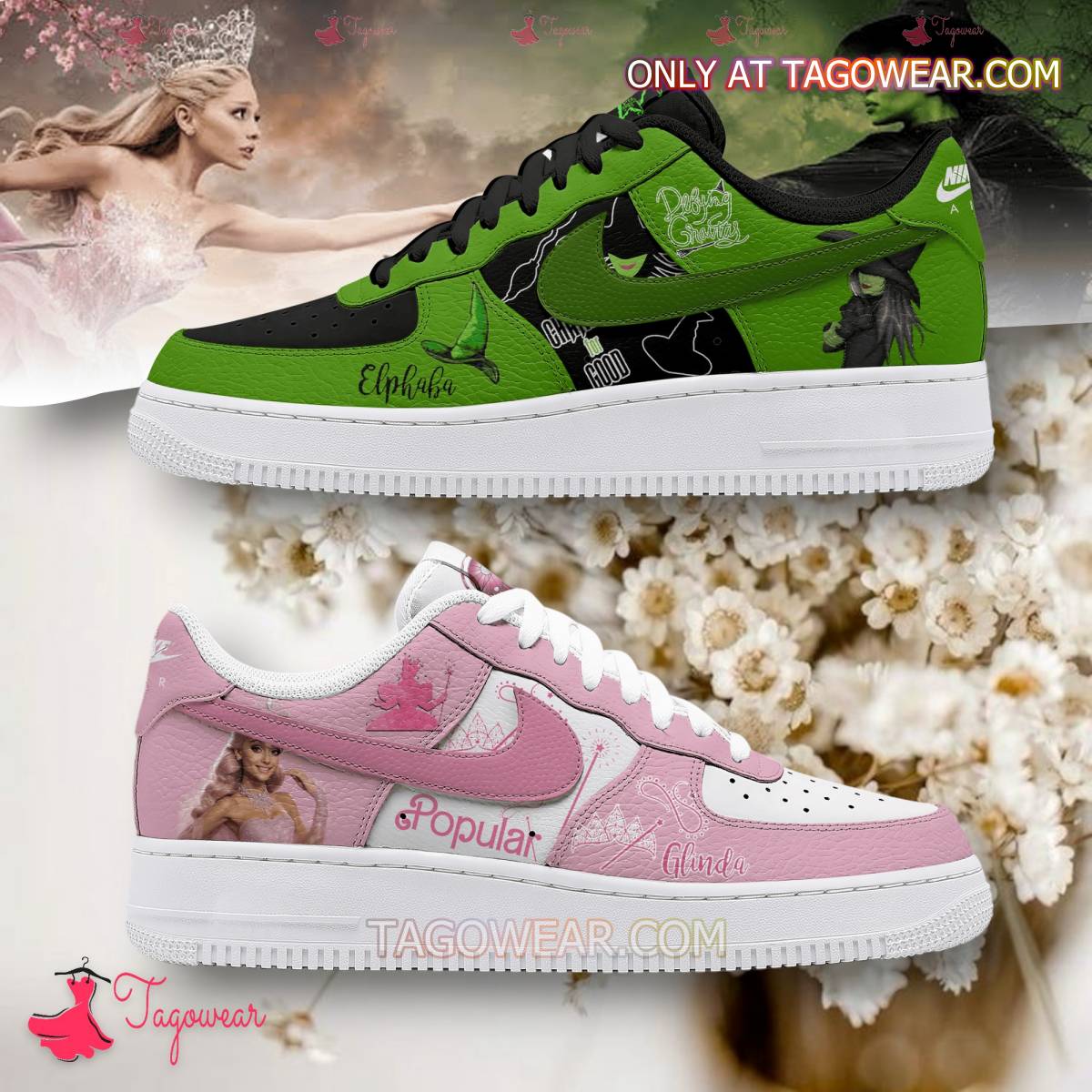 JWFancy Wicked Glinda And Elphaba Air Low-Top Sneakers Shoes For Men And Women