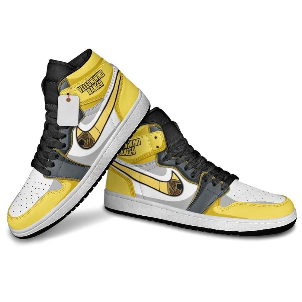 JWFancy Yellow Ninja Ranger AJ1 High Sneakers Shoes For Men And Women