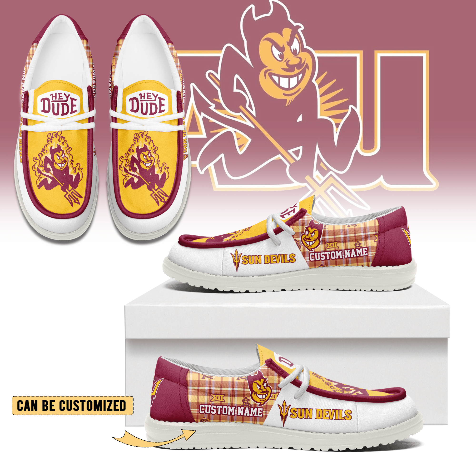 JWFancy Arizona State Sun Devils Personalized Hey Dude Shoes For Men And Women