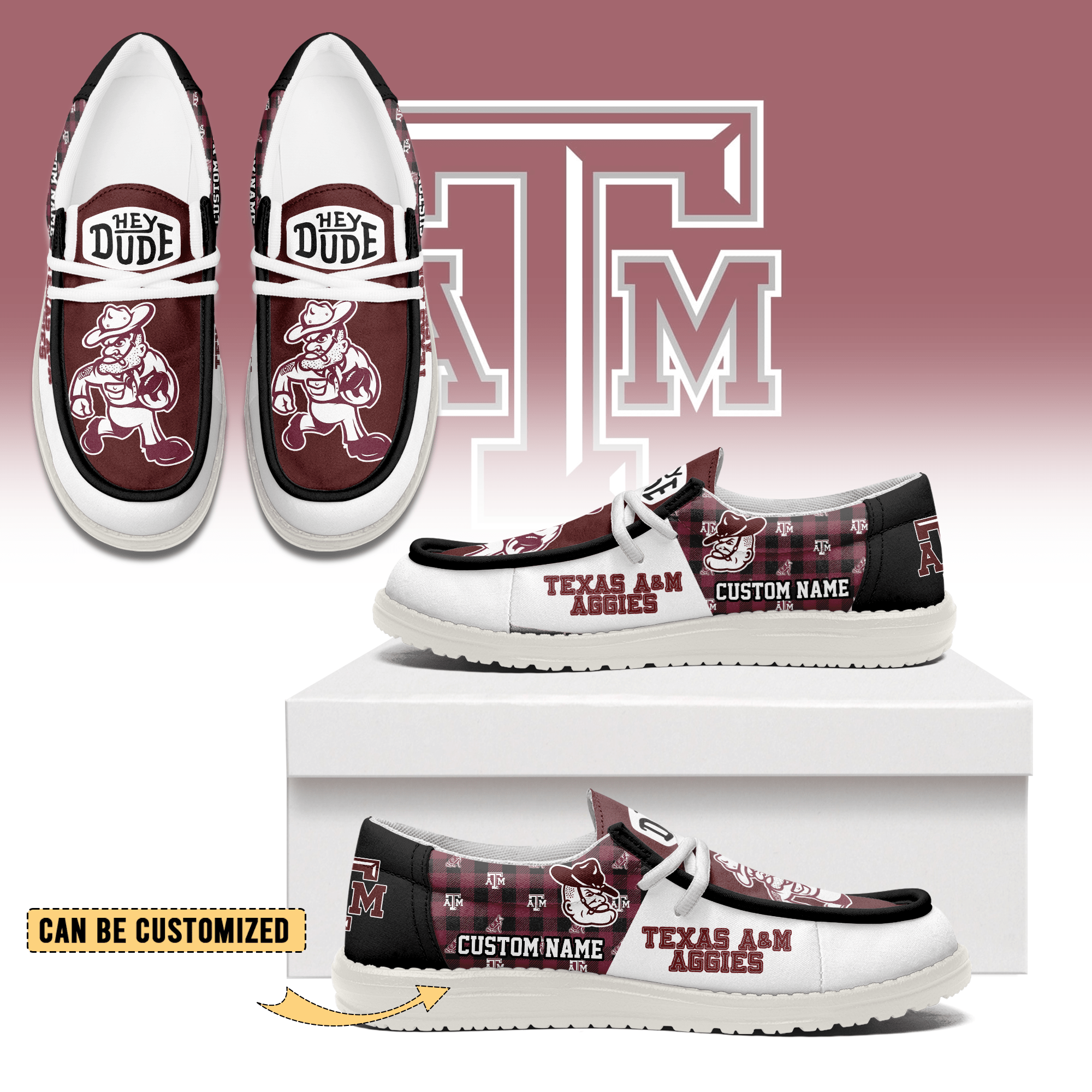 JWFancy Texas A&M Aggies Personalized Hey Dude Shoes For Men And Women