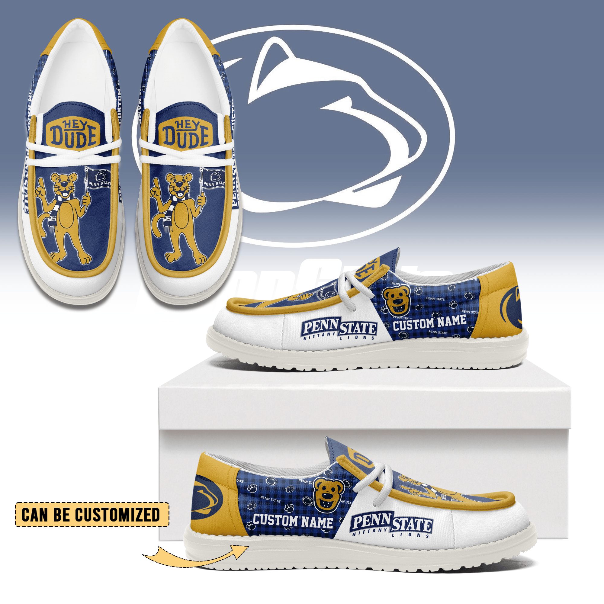 JWFancy Penn State Nittany Lion Personalized Hey Dude Shoes For Men And Women