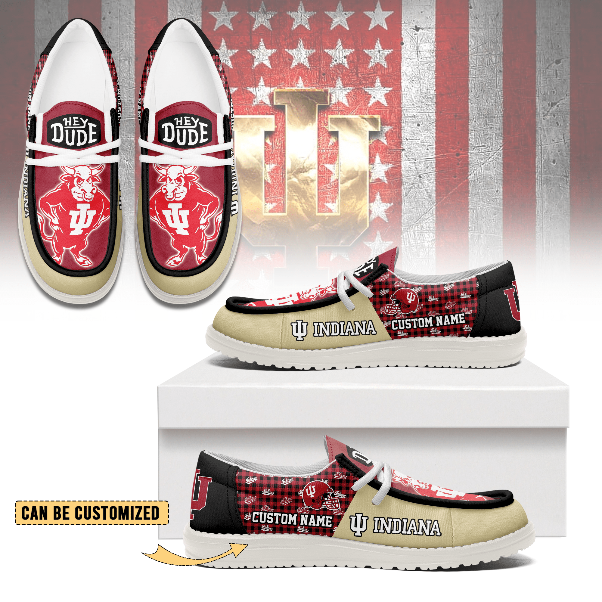 JWFancy Indiana Hoosiers Personalized Hey Dude Shoes For Men And Women