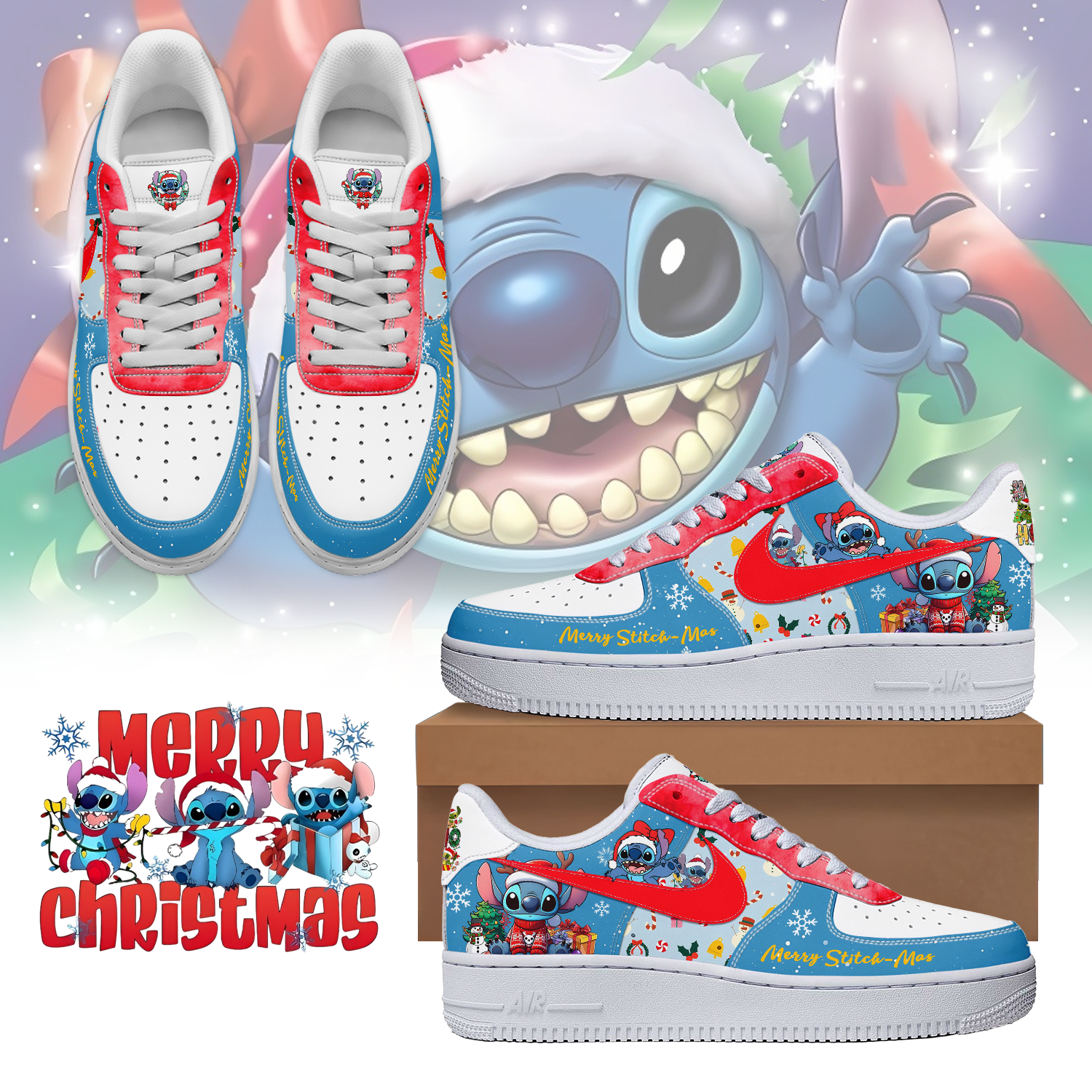 JWFancy Stitch x Christmas Air Low-Top Sneakers Shoes For Men And Women