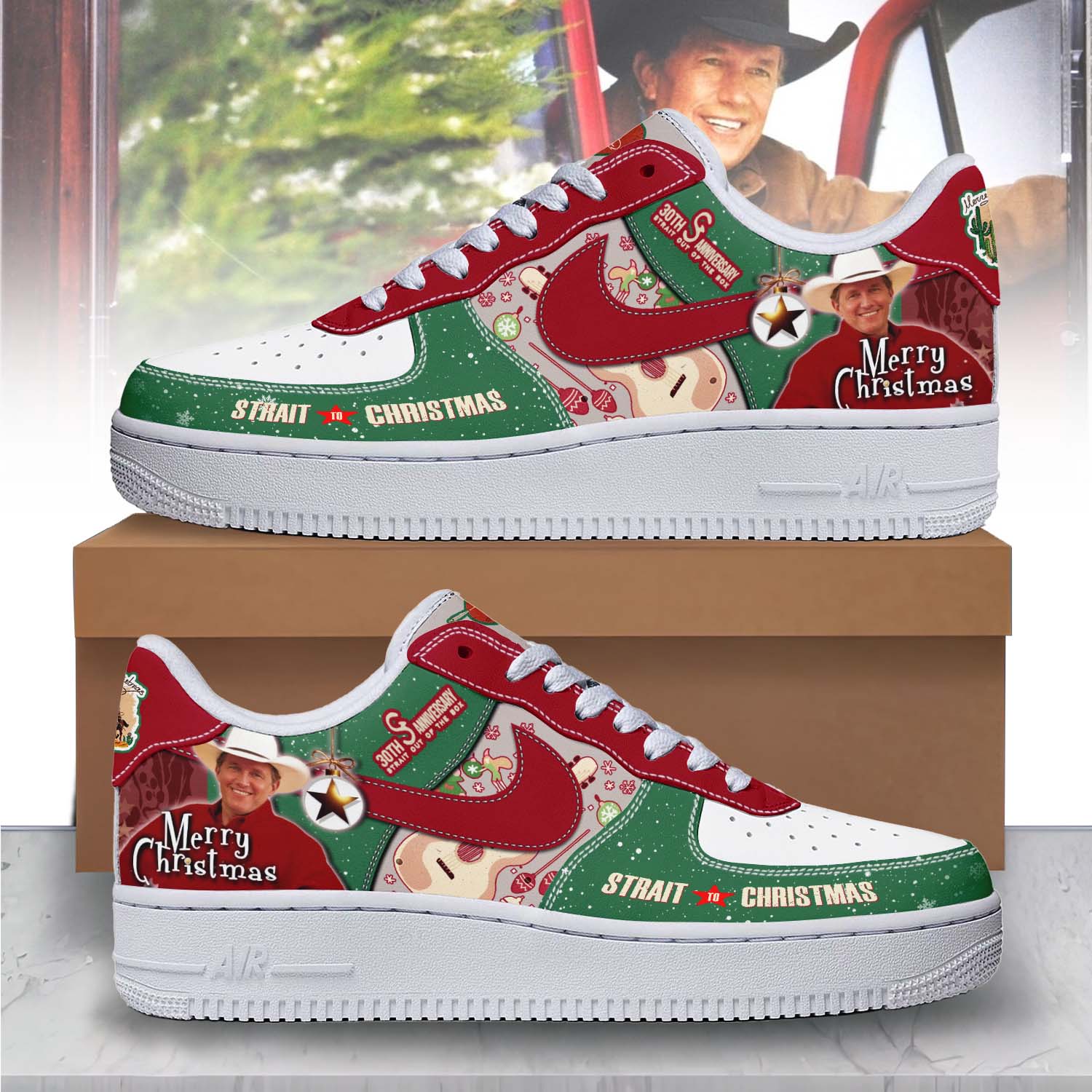 JWFancy George Strait x Christmas Air Low-Top Sneakers Shoes For Men And Women