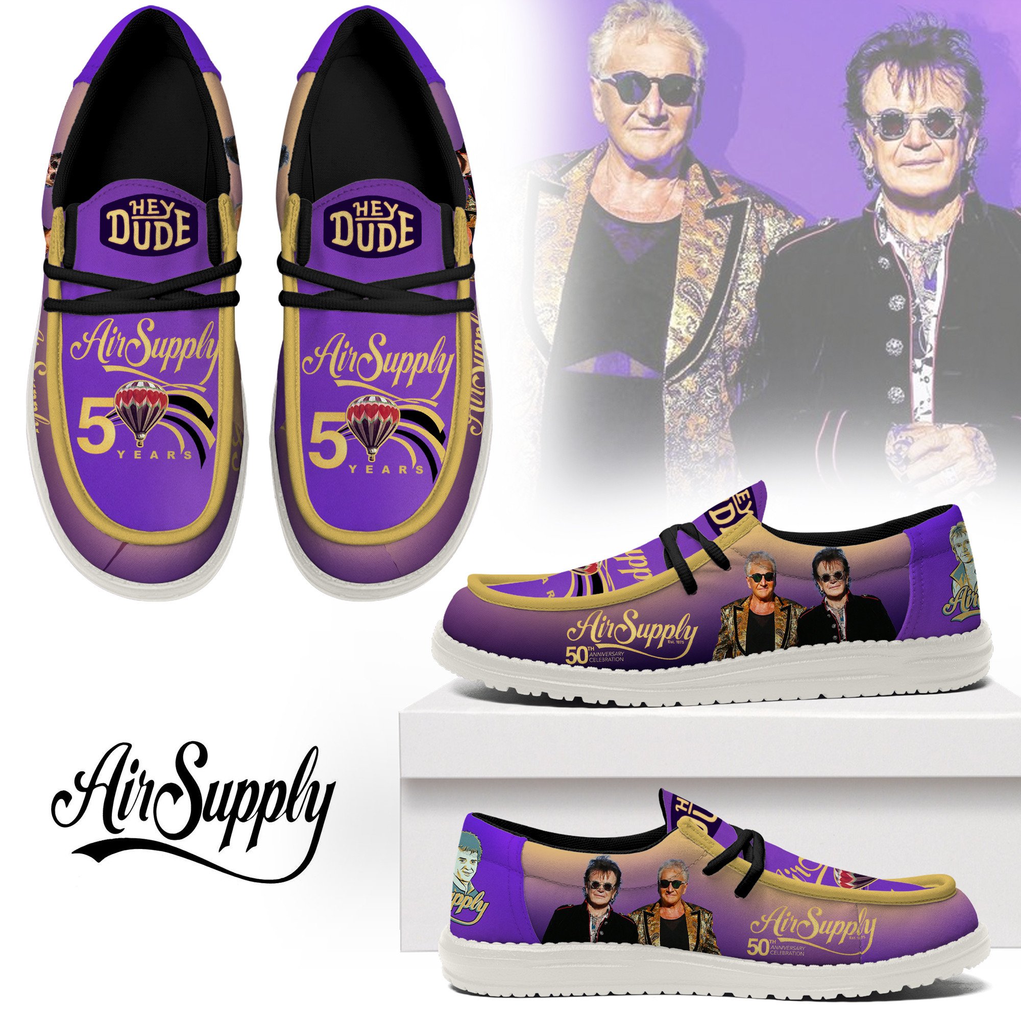 JWFancy Air Supply Hey Dude Shoes Wally Men’s Lace Up Loafers Comfortable For Men And Women