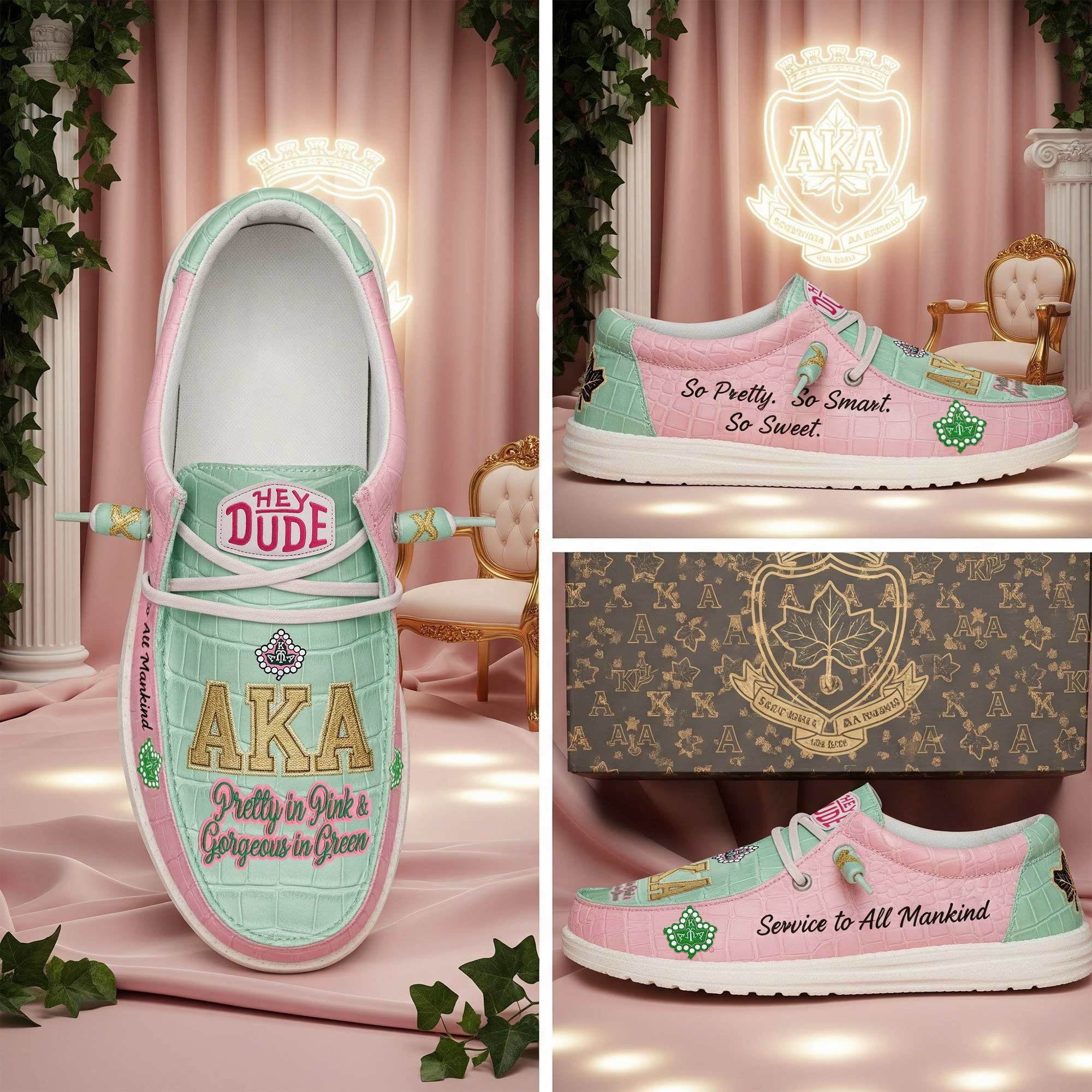JWFancy Alpha Kappa Alpha Hey Dude Shoes Wally Men’s Lace Up Loafers Comfortable For Men And Women